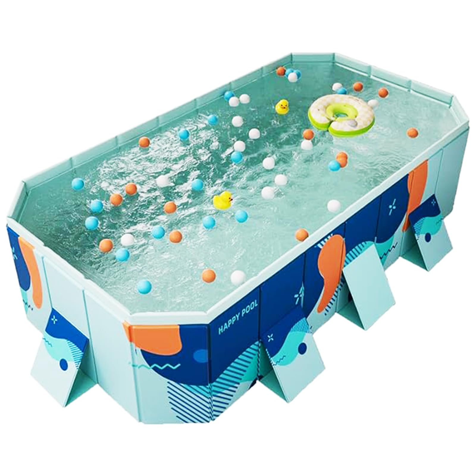 Foldable Hard Plastic Swimming Pool for Adults & Family - 2.6m Collapsible Rectangle Non-Inflatable Outdoor Pool | Portable Backyard Dog Pool for Pets | Perfect for Summer Parties, Kids Playtime & Pet Bathing