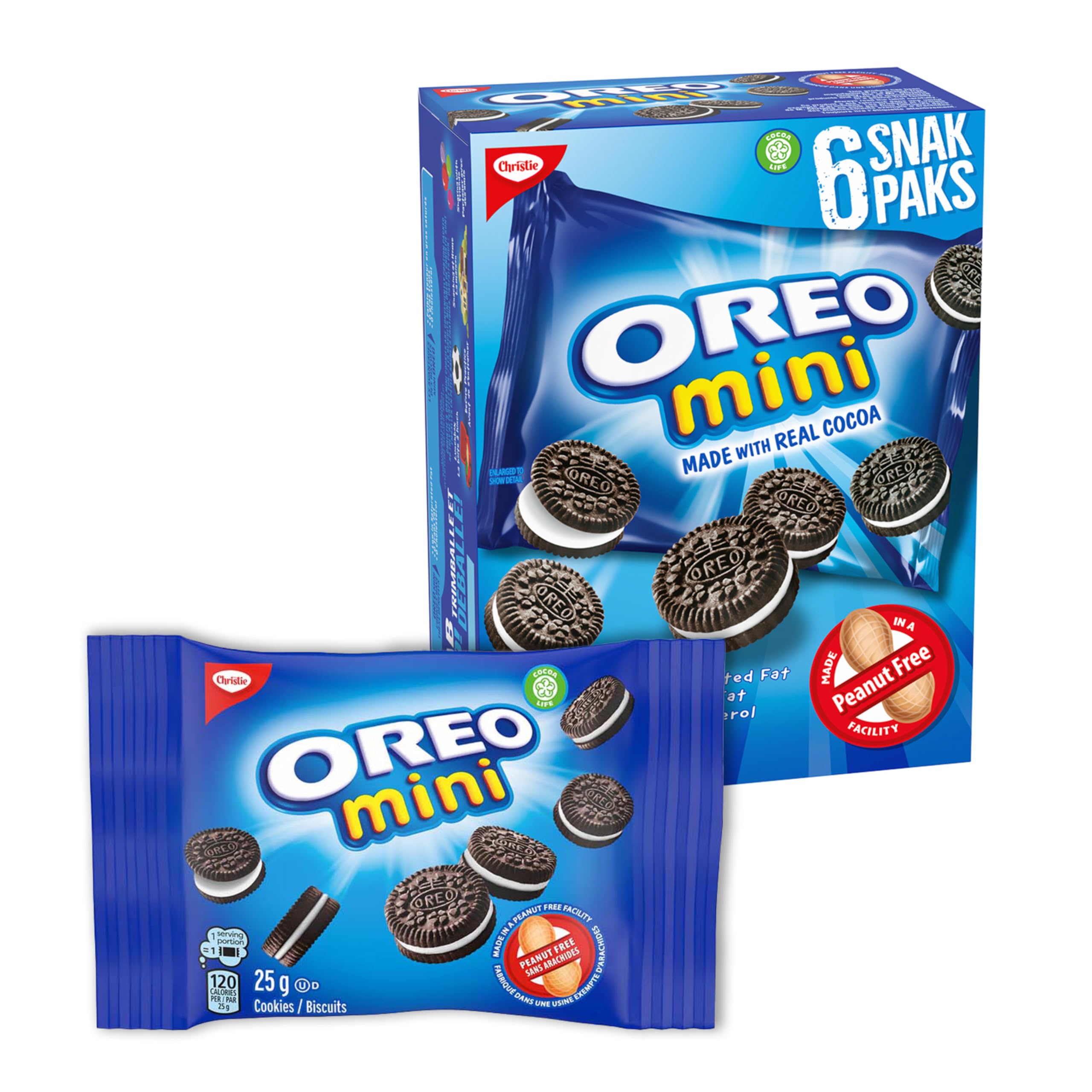 OREO Mini Original Chocolate Sandwich Cookies - Peanut-Free, Individually Wrapped Snack Packs (150g) - Perfect for School Lunches, Office Snacks & On-the-Go Treats