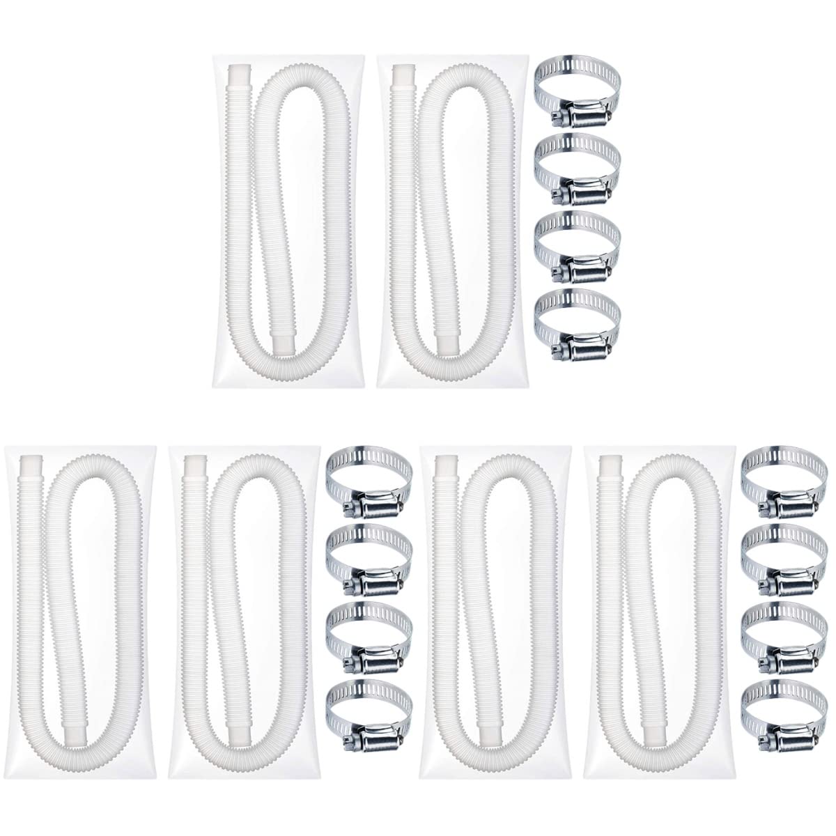 PRETYZOOM 3-Pack Durable Pool Pump Replacement Hose with Double Tubes & 4 Buckles - White Filter Hose for Swimming Pools, Spas, Water Parks & Aquariums - Perfect for Water Circulation, Drainage & Maintenance