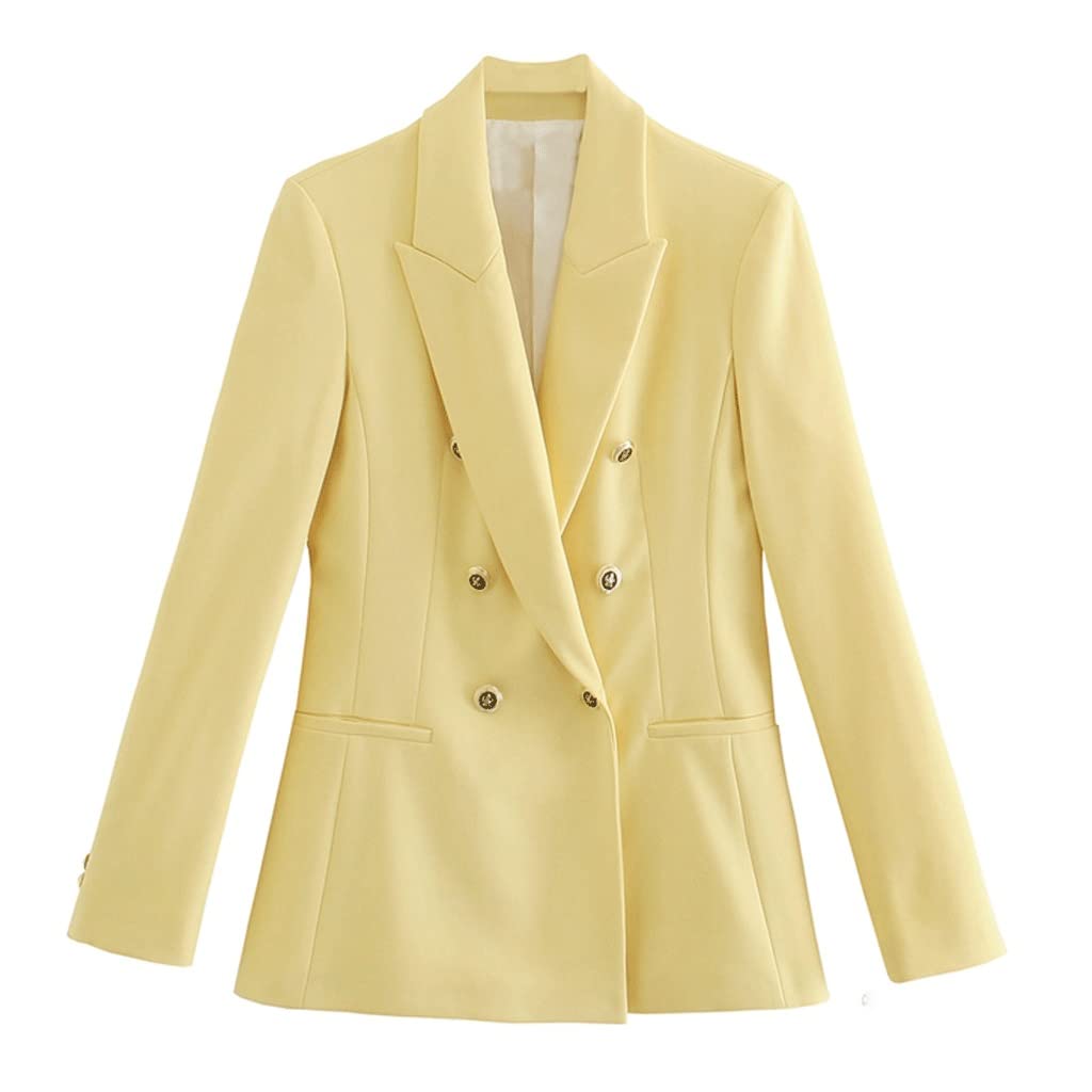 WDBBY Women's Double Breasted Blazer Jacket - Long Sleeve Formal Workwear Coat for Office & Business Attire | Professional Style for Career Women (Color: A, Size: L)