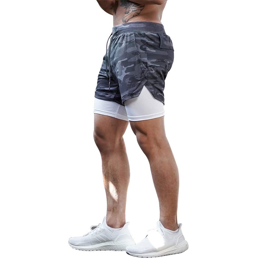 Surenow Men's Running Shorts - 2-in-1 Workout Shorts with Liner, 7-Inch Gym & Yoga Shorts for Men - Perfect for Running, Training, Outdoor Sports & Active Lifestyle