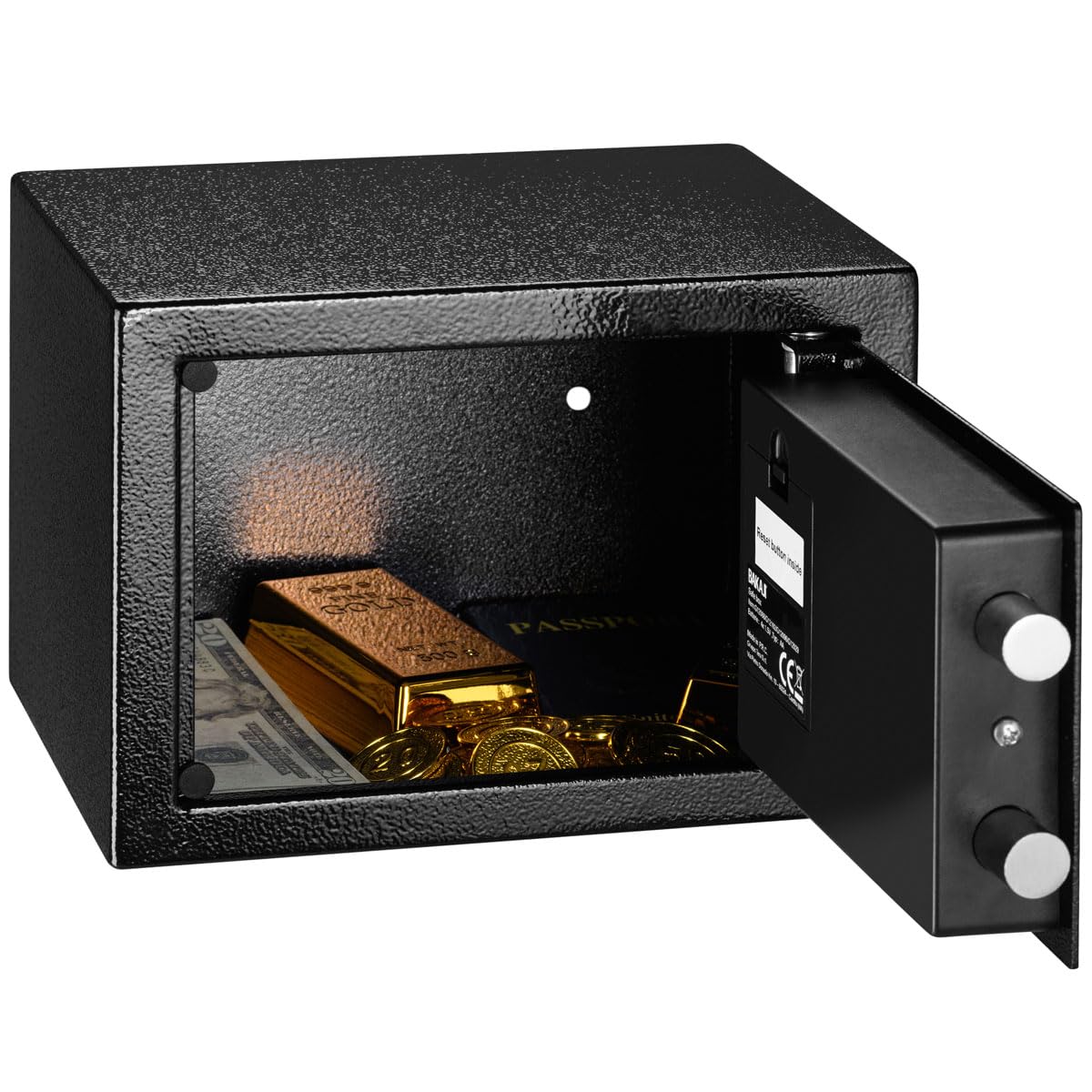 23 x 17 x 17 cm Digital Electronic Wall Safe with Keypad - Home & Hotel Security Safe Box with Emergency Keys & 4 AA Batteries Included (Black) - Perfect for Bedroom, Office, or Closet to Protect Valuables