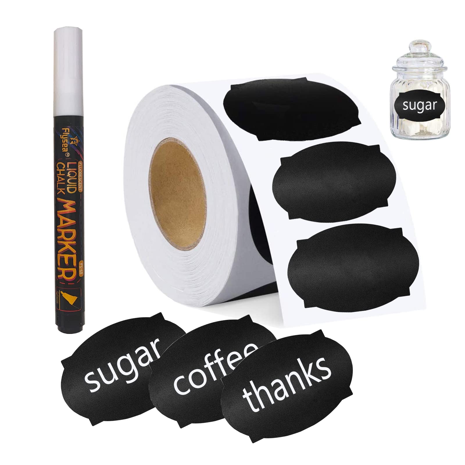 180Pcs Reusable Waterproof Chalkboard Labels with Erasable Chalk Pen - Perfect for Jars, Mason Bottles, Pantry Organization, Party Decorations & Craft Room Storage - Durable DIY Chalk Labels for Home, Office & Classroom Use