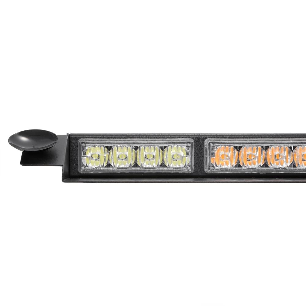 17 Inch Dual Visor White & Amber Strobe Light Bar - 20 Flashing Patterns with Controller Switch Panel for Trucks, SUVs, ATVs, Cars - Emergency Warning, Off-Road, Construction & Security Lighting
