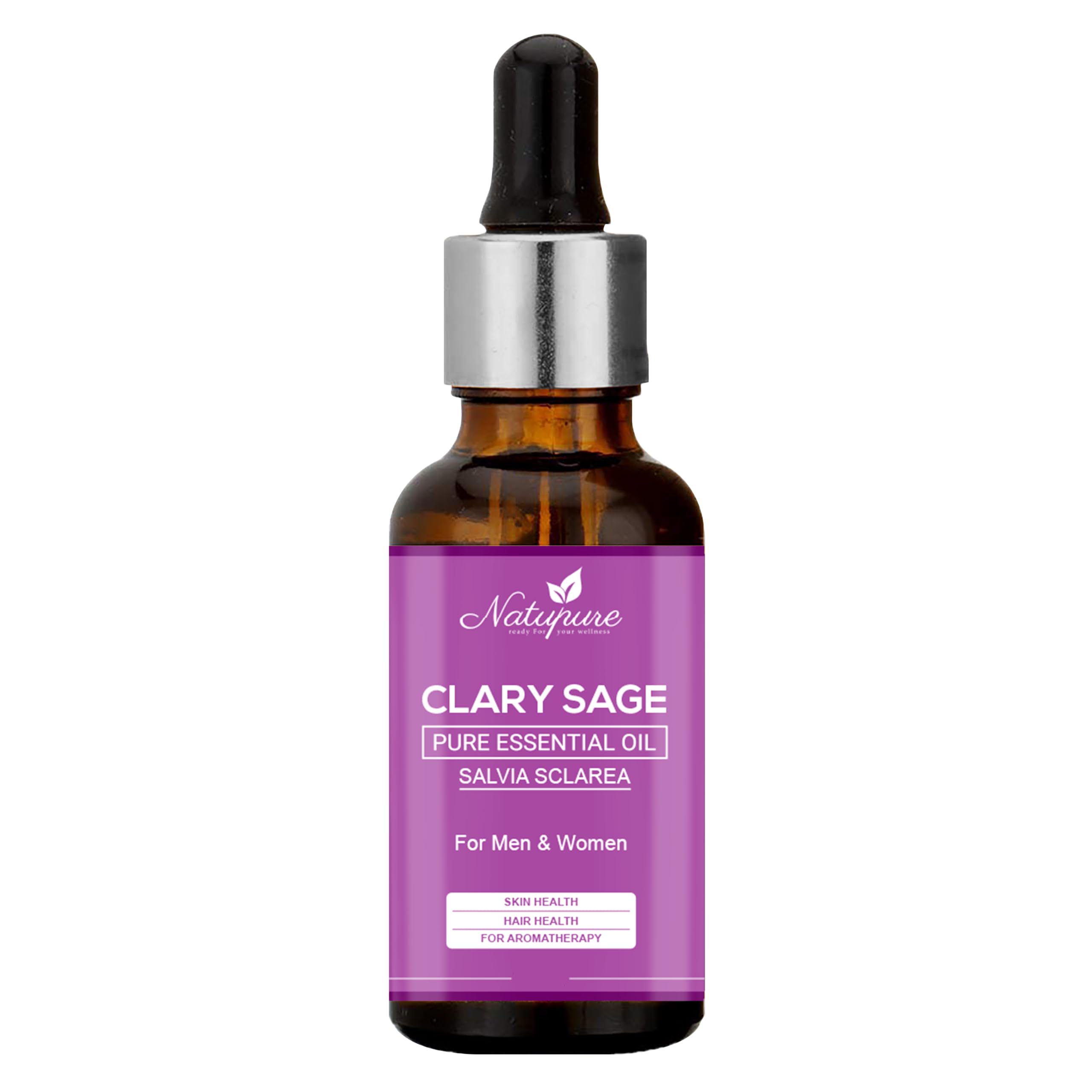Natupure 100% Pure Clary Sage Essential Oil - 30ml Bottle for Aromatherapy, Skin Care & Hair Growth | Relaxation, Massage & DIY Beauty Products
