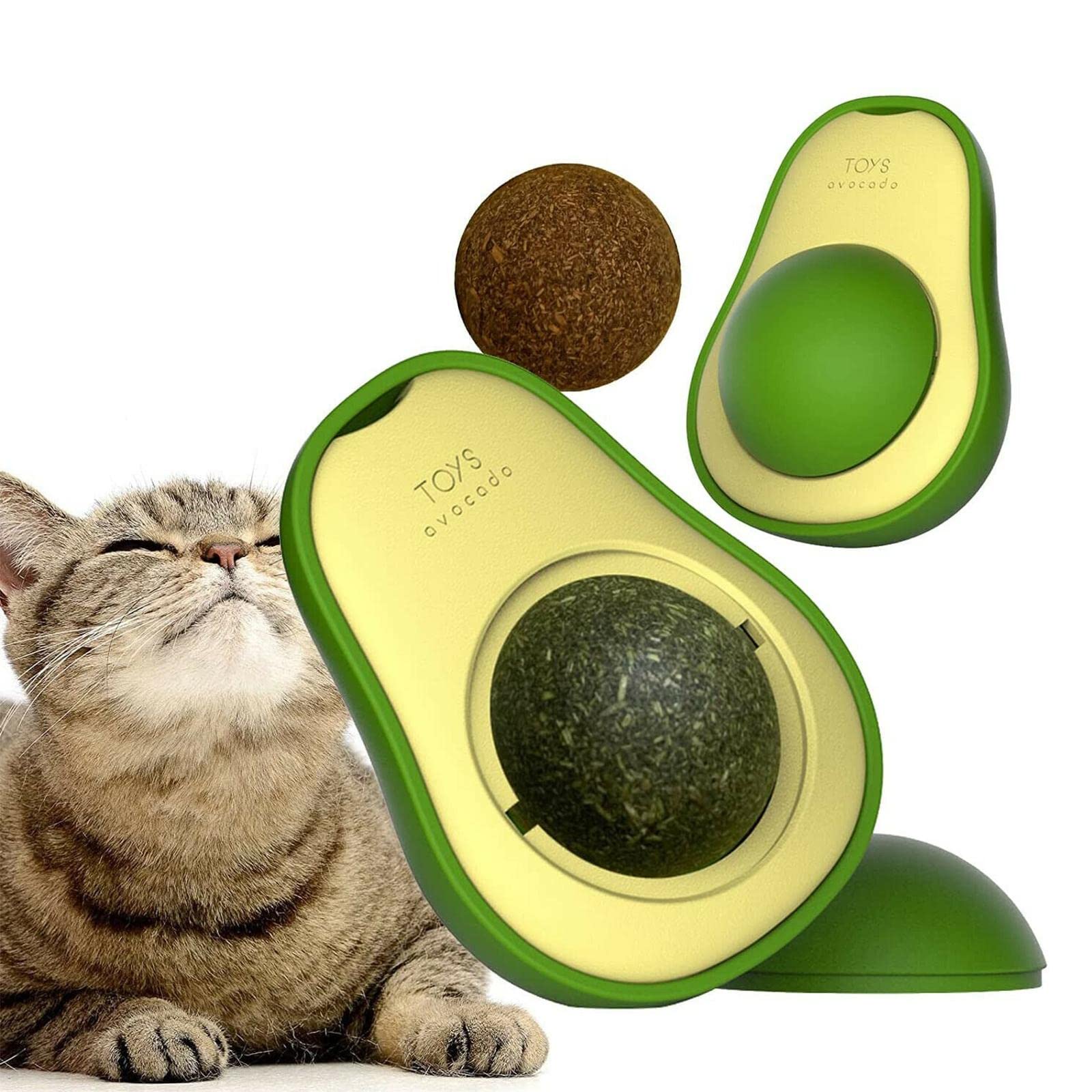 Catnip Wall Balls for Cats - 3 Pack Edible Silvervine Cat Toys for Licking & Chewing | Safe Dental Care & Teeth Cleaning Catnip Ball Toy | Interactive Rotatable Kitten Chew Toys - Perfect for Indoor Play & Stress Relief