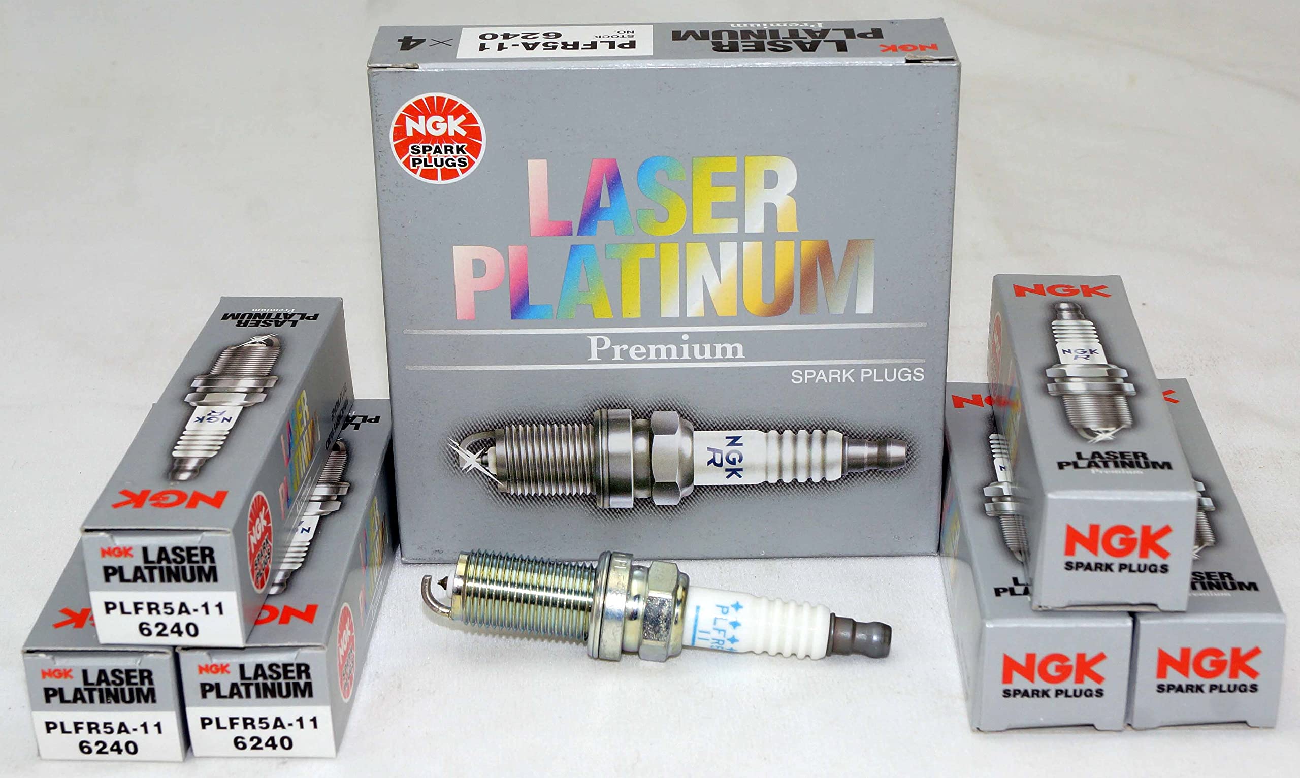 NGK 6240 Laser Platinum Spark Plugs PLFR5A-11 - Pack of 6 | High Performance Spark Plugs for Cars, Trucks & SUVs | Improved Fuel Efficiency & Engine Performance