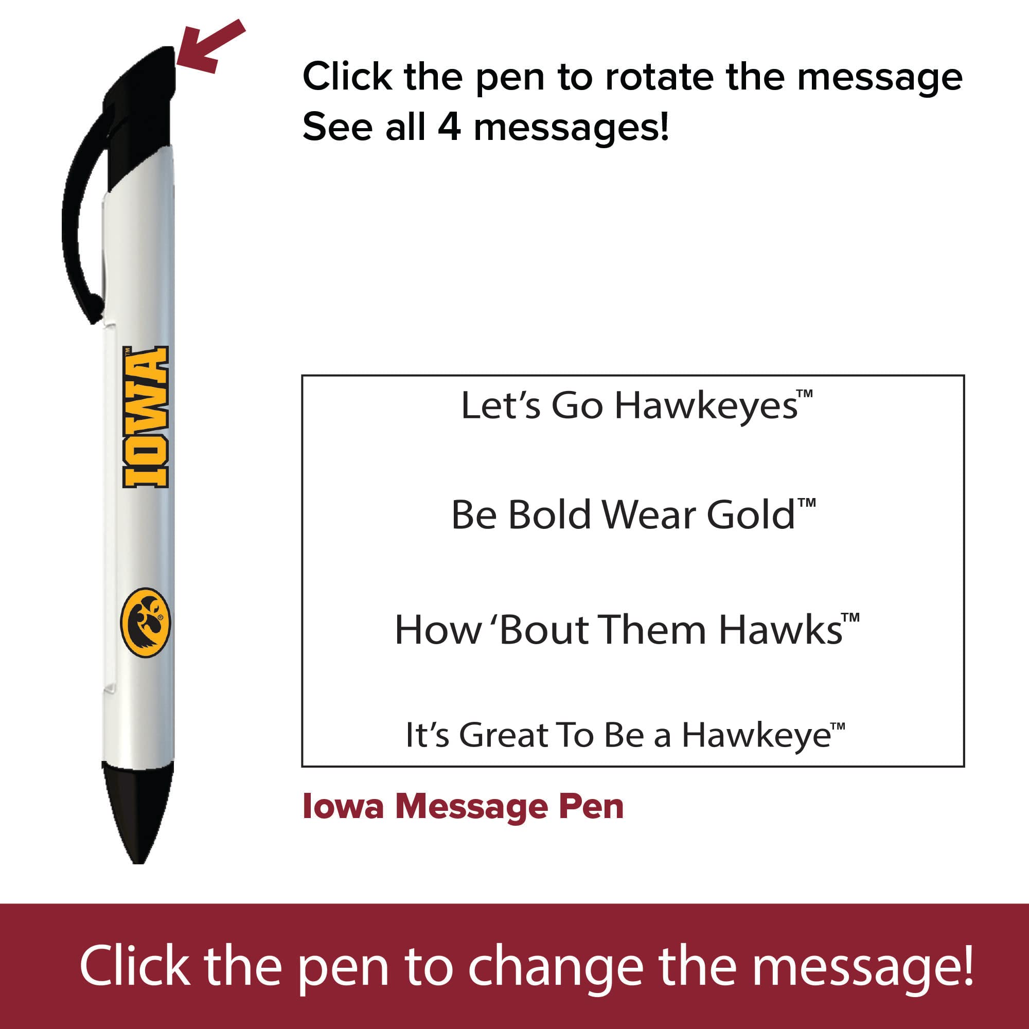 Iowa Sticky Note Desk Set with Rotating Message Pen - Office Supplies for Home & Work (2239) - Perfect for Notes, Reminders & Organization