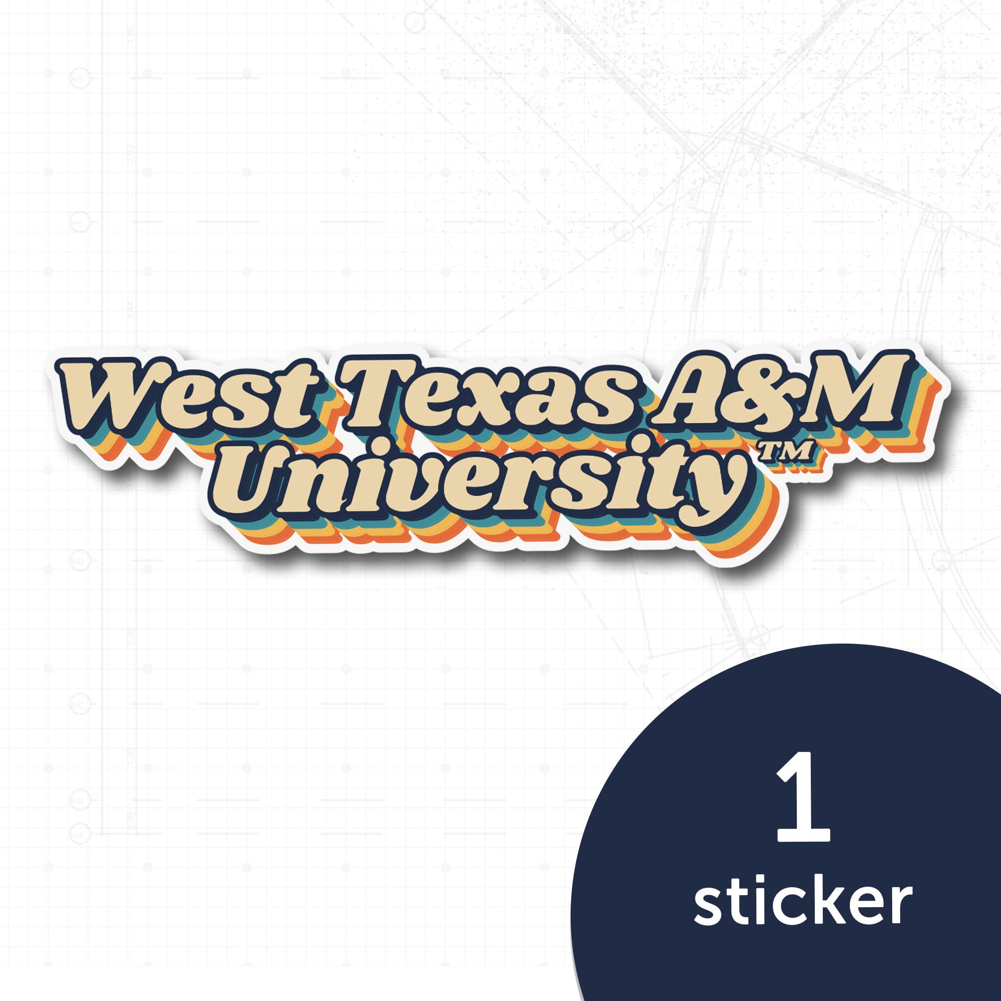 Vintage WTAMU Buffaloes Vinyl Decal Sticker - Waterproof Laptop, Water Bottle, Car, Scrapbook Decal - Perfect for College Dorm, School Spirit, Alumni Pride & Fan Collections (70's Retro Style)