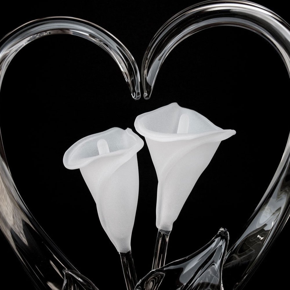Elegant Hand-Blown Frosted Glass Calla Lily Wedding Cake Topper - Perfect for Bridal Showers, Wedding Cakes & Anniversary Celebrations