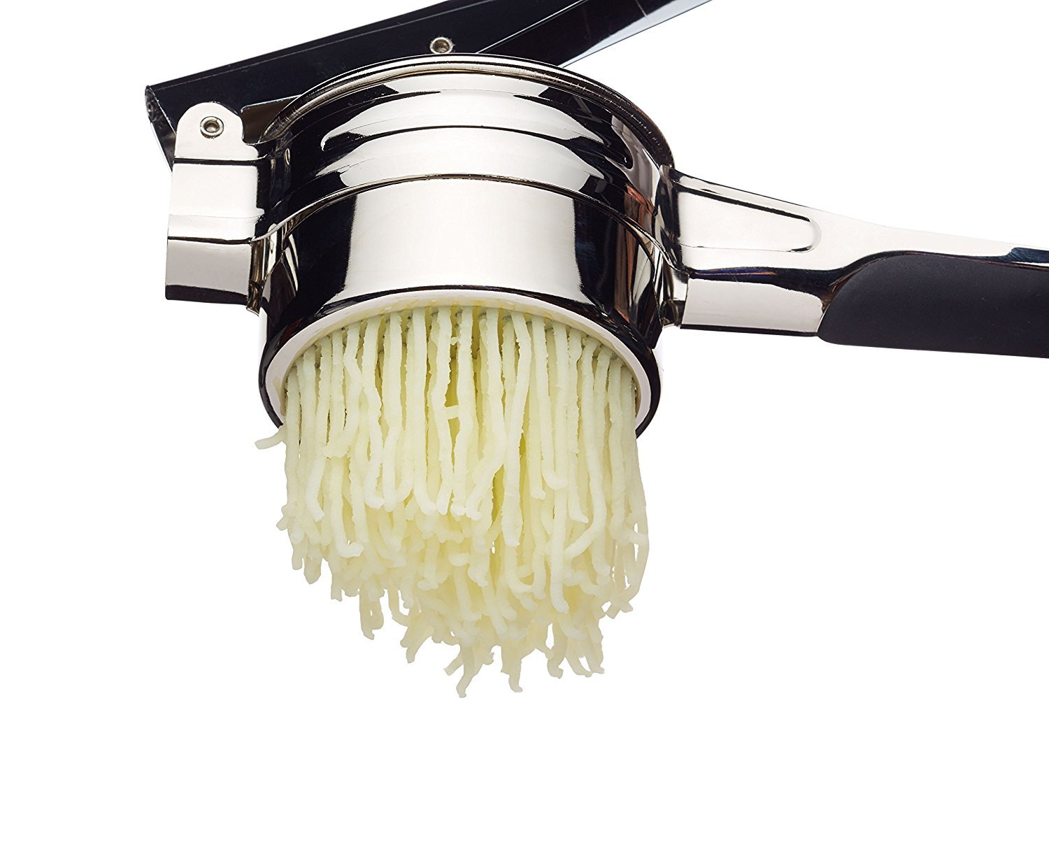 Premium Chrome-Plated Potato Ricer & Purée Maker with 2 Stainless Steel Discs - Perfect for Mashed Potatoes, Baby Food & Homemade Pasta - Durable Kitchen Tool for Professional & Home Chefs