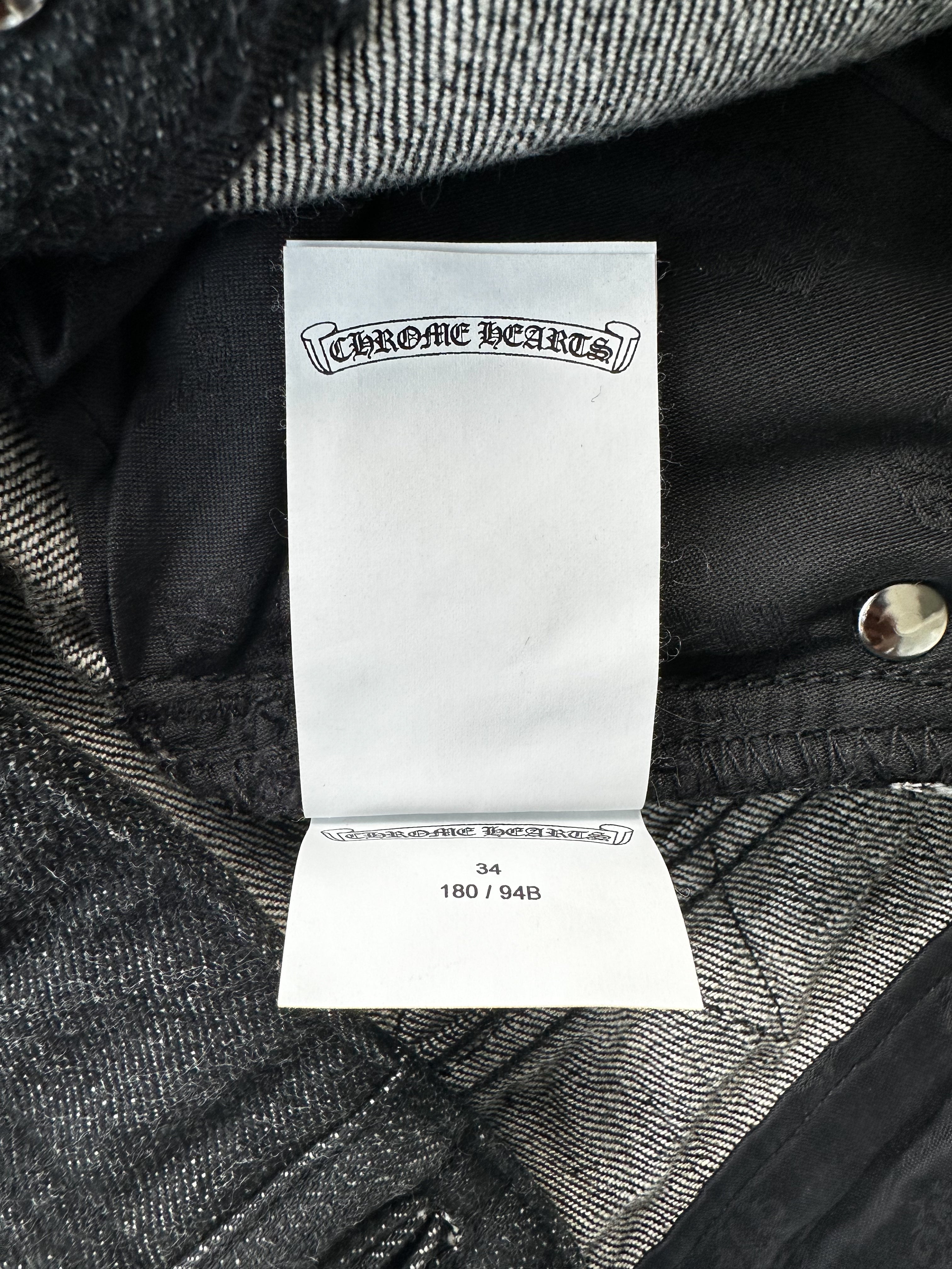 Chrome Hearts Grey & Black Star Patch Fleur Knee Jeans - Vintage Distressed Denim for Men & Women | Perfect for Streetwear & Casual Outfits