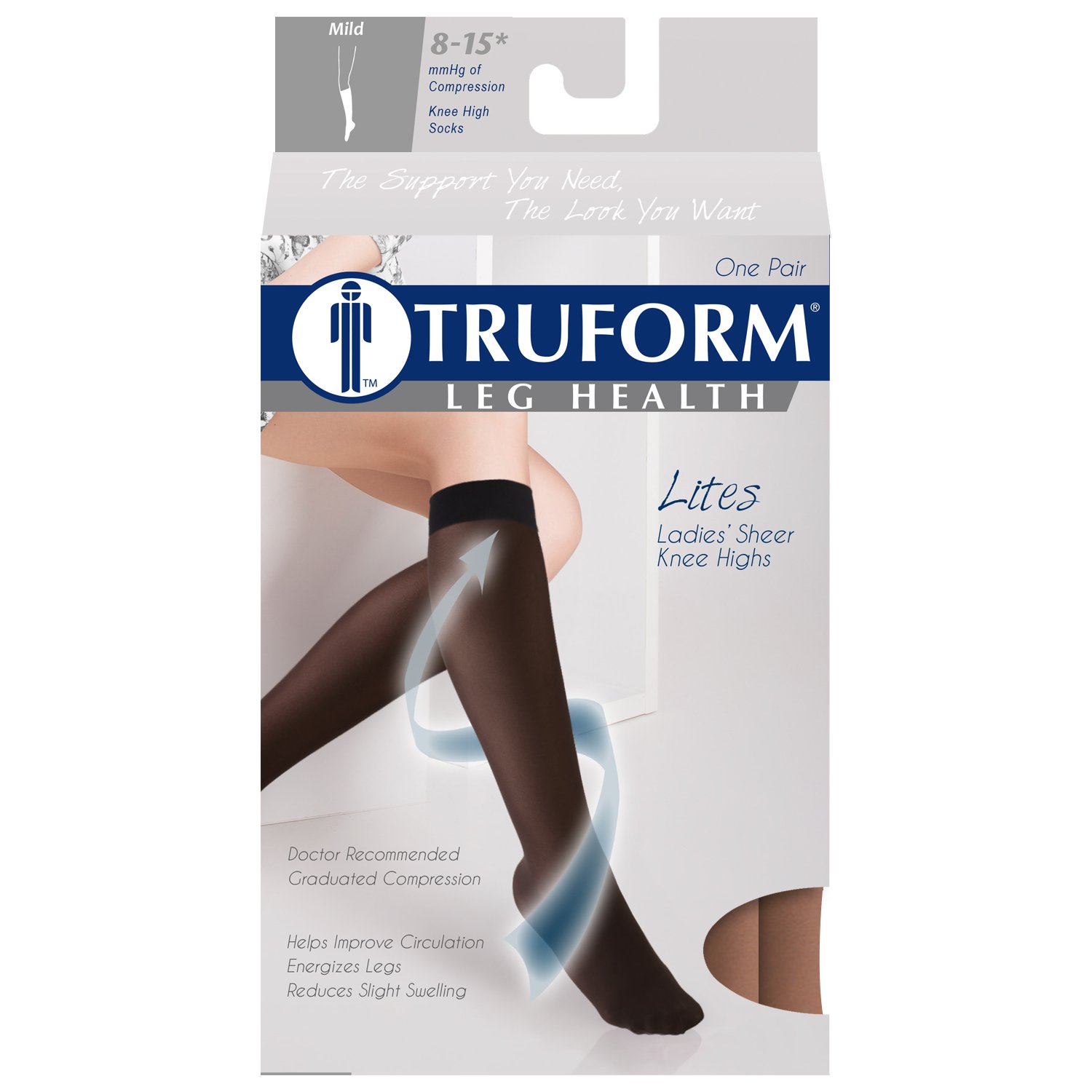 Truform Sheer Compression Stockings 8-15 mmHg for Women - Knee High 20 Denier Taupe Small - Perfect for Travel, Work & Varicose Vein Relief