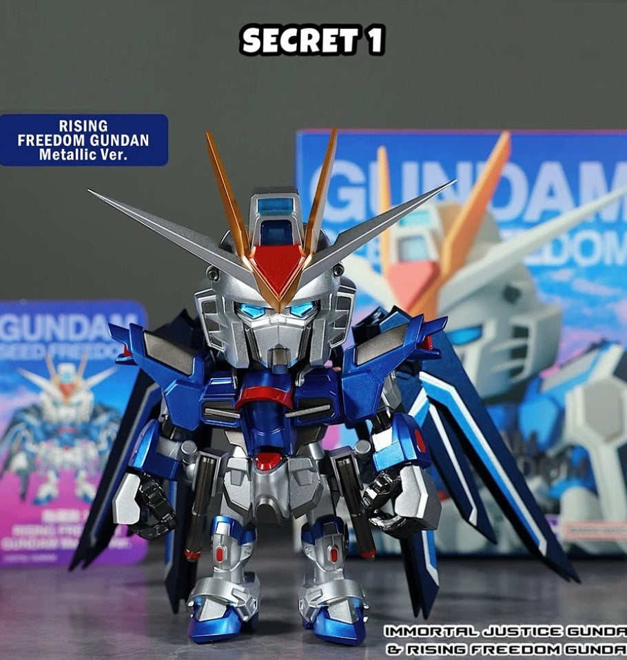 Bandai Gundam Seed Freedom QMSV Mini Rising Freedom & Immortal Justice Gundam Action Figure Set - 8-Piece Collectible Model Kit for Anime Fans | Perfect for Display, Gifts, and Anime Collections