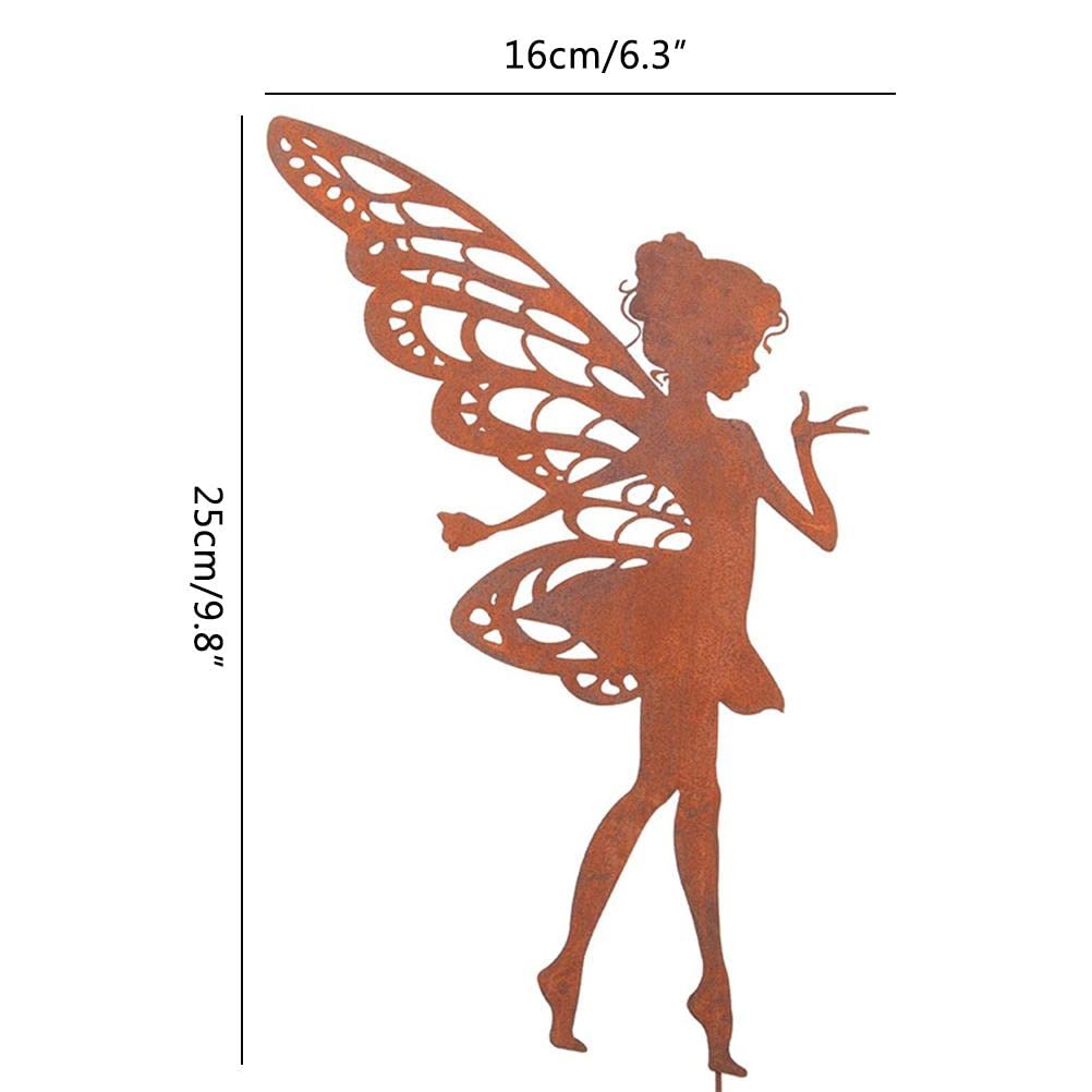 Metal Fairy Silhouette Garden Stakes - Decorative Outdoor Yard Art for Spring & Garden Decor | Perfect for Flower Beds, Patios & Landscaping