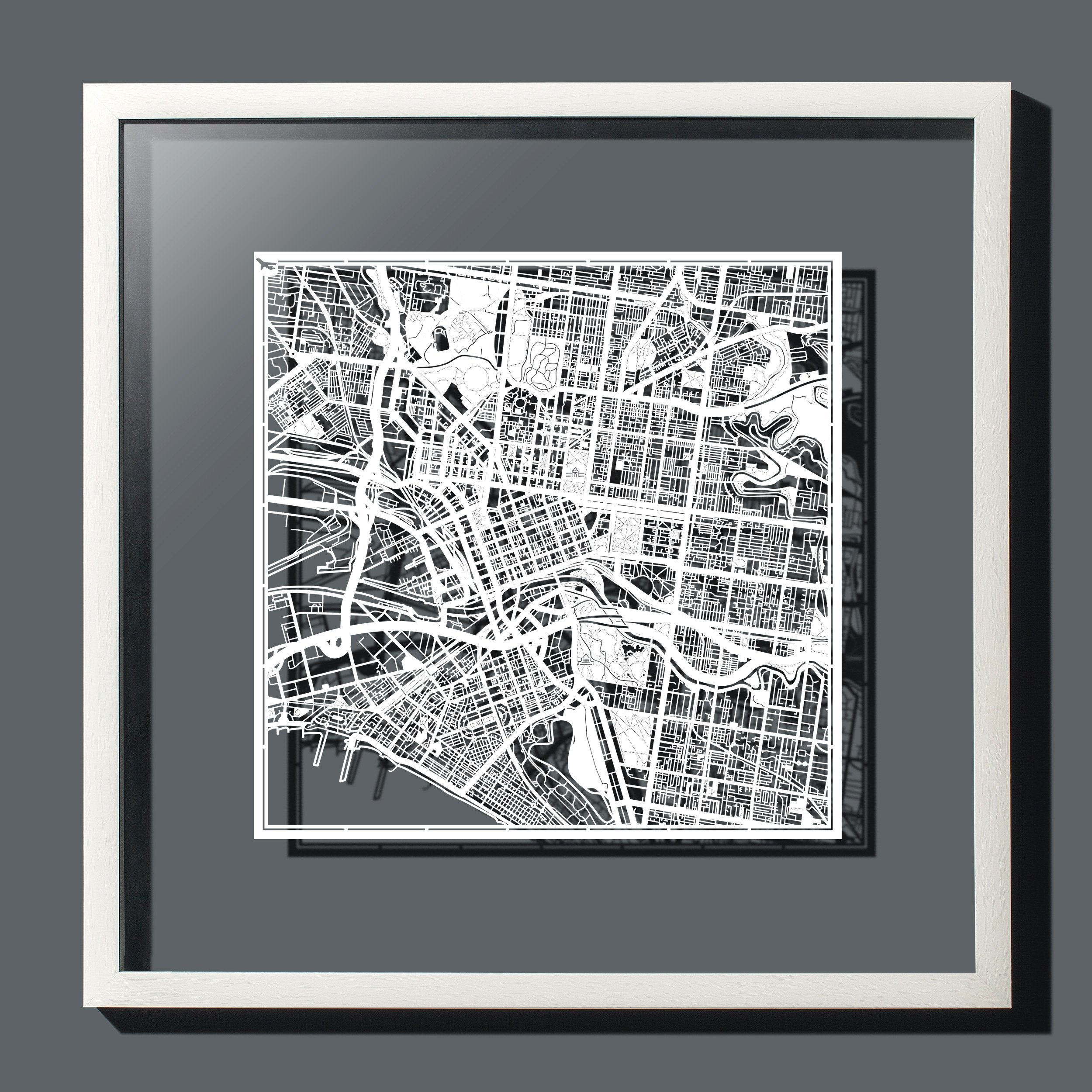 O3 Design Studio Melbourne Paper Cut Map - 12x12 Inch White Paper Art Wall Decor for Home, Office & Gift Giving