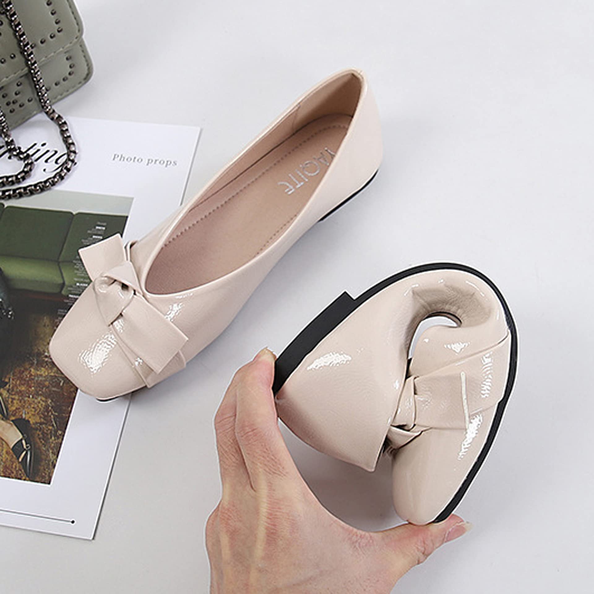 Elegant Women's Bow Knot Ballet Flats - Square Toe Slip-On Flat Shoes for Casual, Party & Wedding Occasions | Perfect for Office, Date Night and Special Events