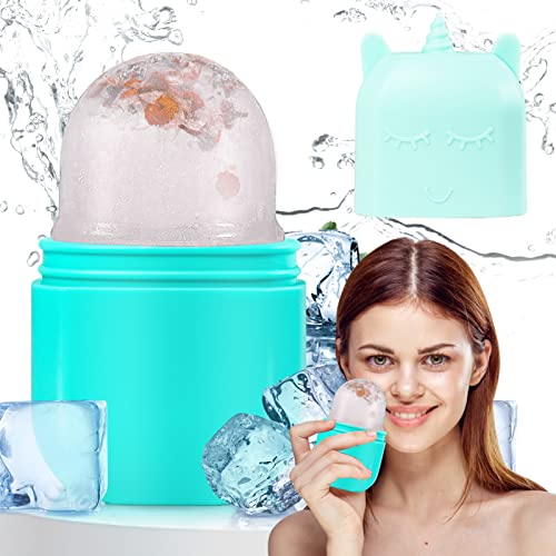 Gobanney Reusable Ice Roller for Face & Eyes - Cooling Gua Sha Massage Tool, Skin Care Ice Facial Roller for Puffiness & Wrinkles (Blue) | Perfect for Morning Routine & Post-Workout Recovery