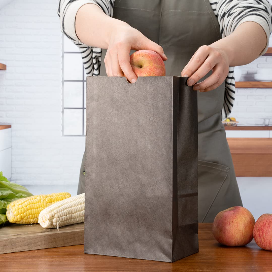 Restaurantware 12lb Disposable Paper Lunch Bags - 100 Pack Large Kraft Paper Bags for Sandwiches, Snacks & Shopping | Eco-Friendly Takeout Bags for Restaurants, Parties, Catering & Gift Packaging