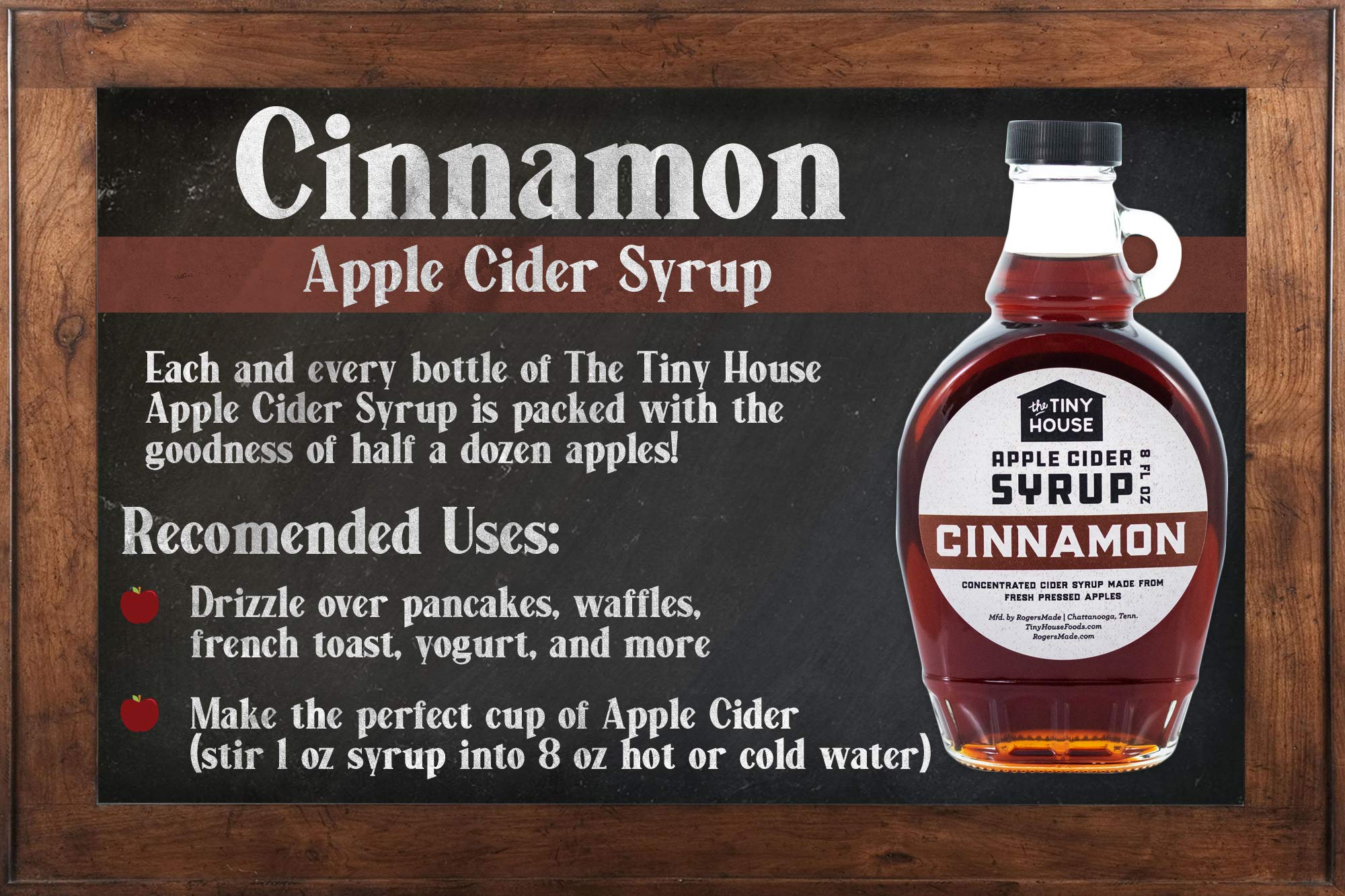 Organic Cinnamon Apple Cider Syrup - Handmade Concentrated Syrup from Fresh Pressed Apples | Perfect for Pancakes, Waffles, French Toast & Breakfast | Gluten-Free, Vegan-Friendly | Made in USA | 8oz Bottle | Great for Holiday Gifts & Cozy Fall Mornings
