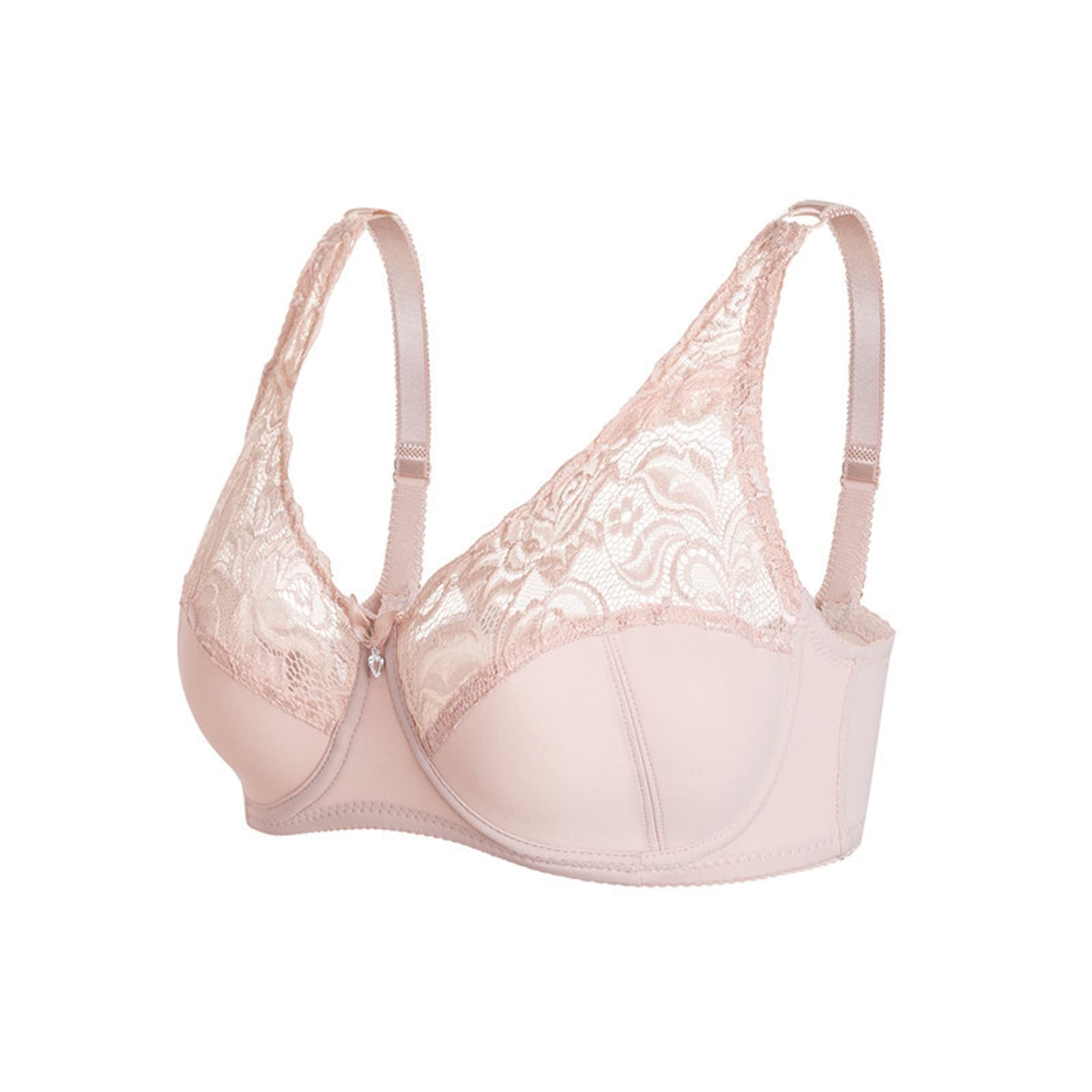 HANZHAN Women's Comfort Lace Convertible Wireless Sports Bra - T-Back Bralette for Yoga, Running & Gym (Beige, 100D) | Breathable Support for Active Lifestyles