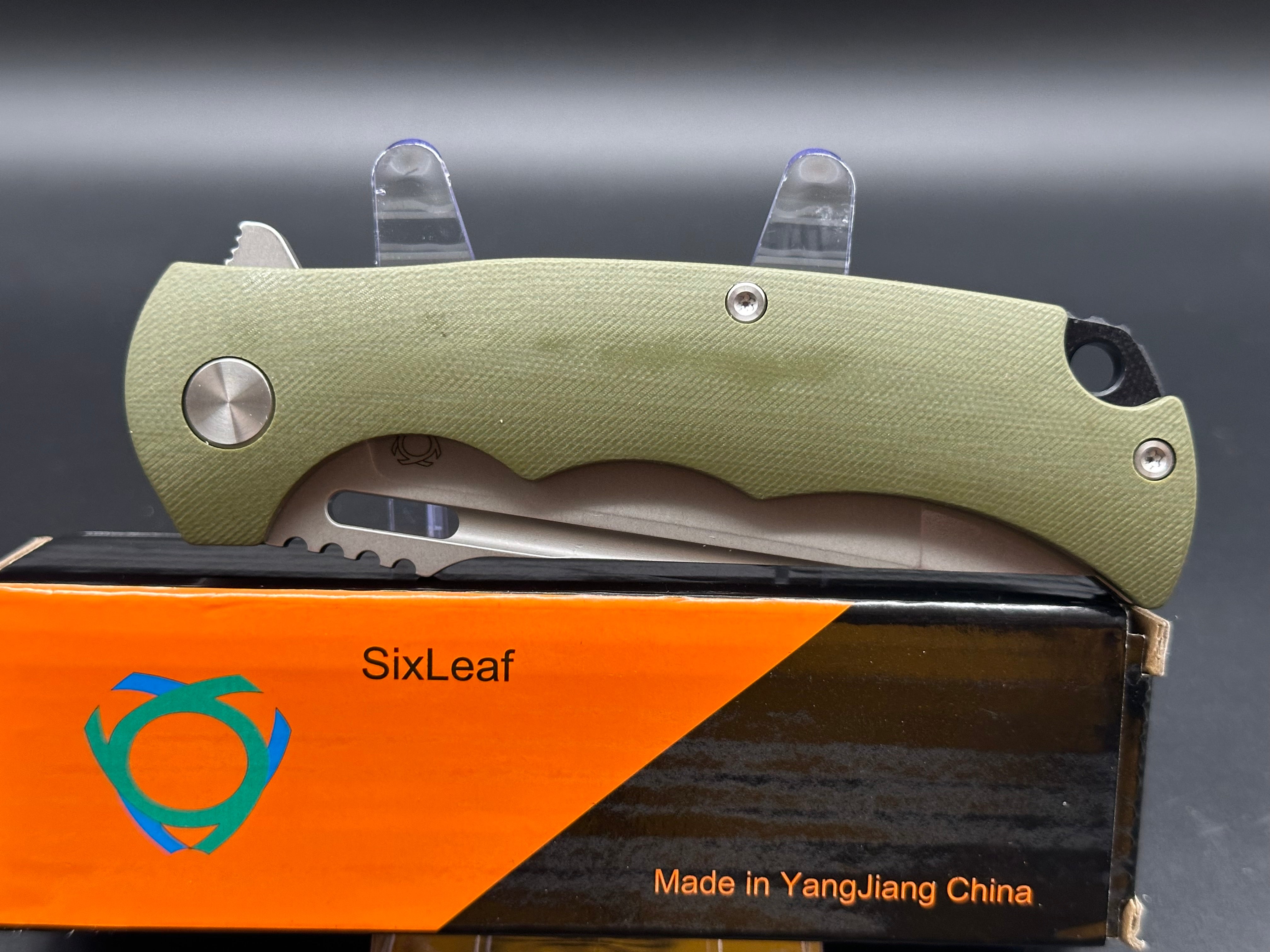 SIXLEAF SL 01 Folding Knife - D2 Steel Plain Edge, Green G10 Handle - Compact & Durable EDC Pocket Knife for Camping, Hiking & Outdoor Adventures