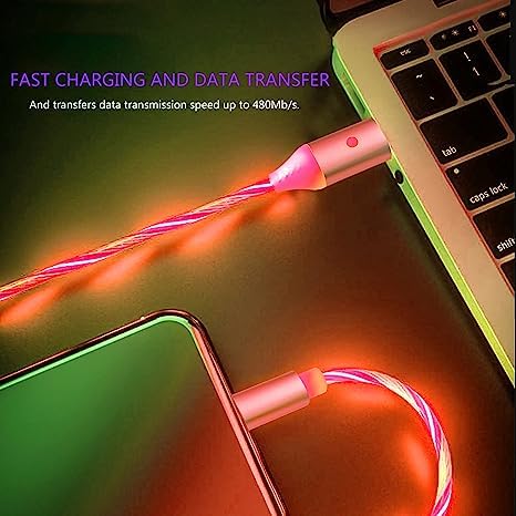 Glowing LED USB C Charging Cable - Fast Charging Power Cord for Sony WH-1000XM5, WH-1000XM4, WF-1000XM4 Headphones & More USB-C Devices | Perfect for Night Use, Gaming, Travel & Home Charging