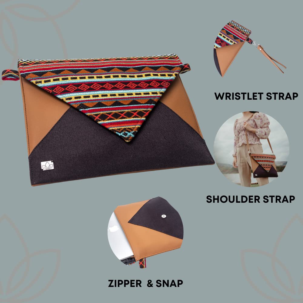 Stylish Women's Crossbody Handbag & Leather Clutch - Dual Function Purse with Colorful Loom Weaving Design - Small Black Purse for Everyday Use, Date Night & Travel Accessories