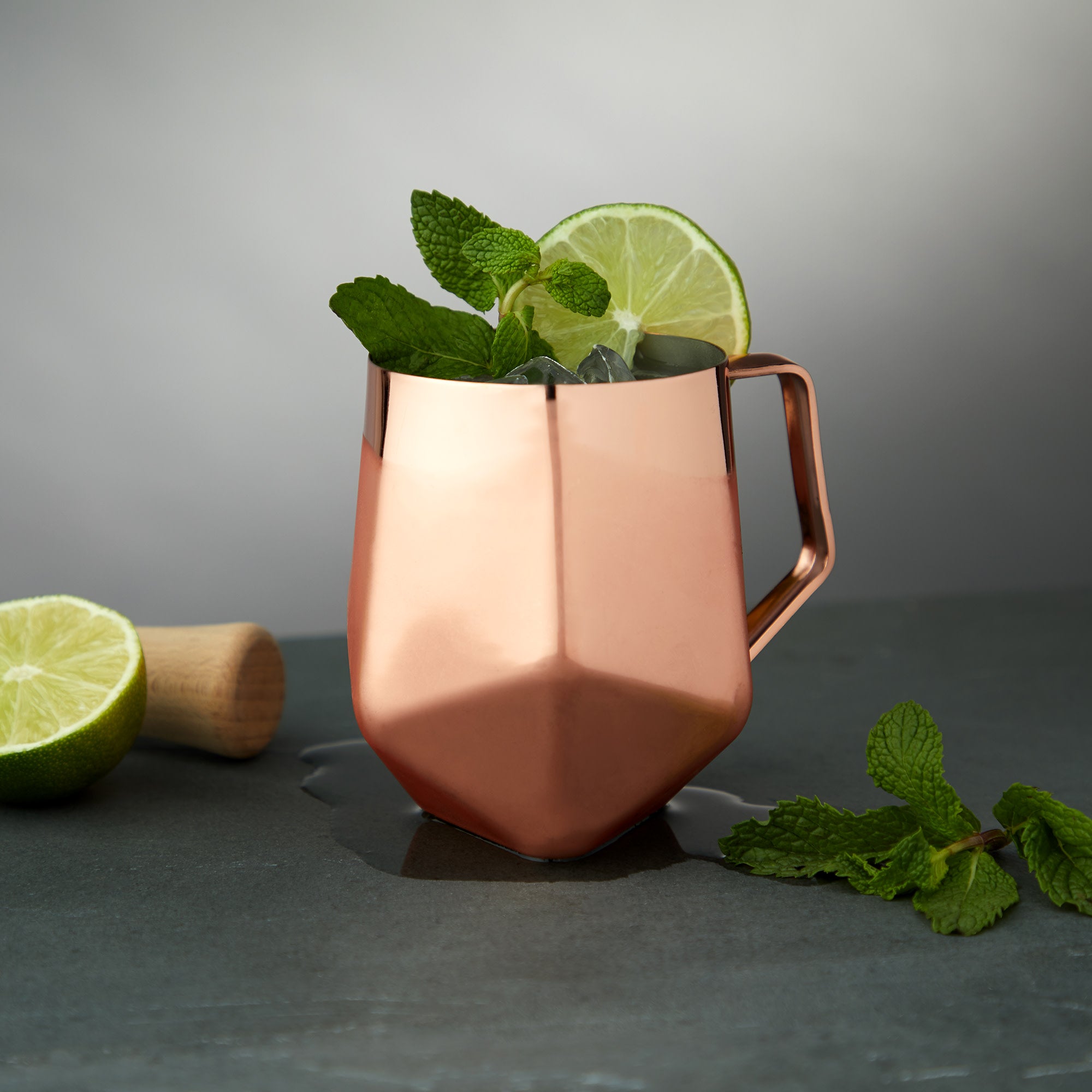 Premium Copper Moscow Mule Mug with Faceted Design - 16oz Handcrafted Copper Cup for Cocktails, Iced Coffee & Cold Drinks - Perfect for Parties, Gifts & Home Bar Decor