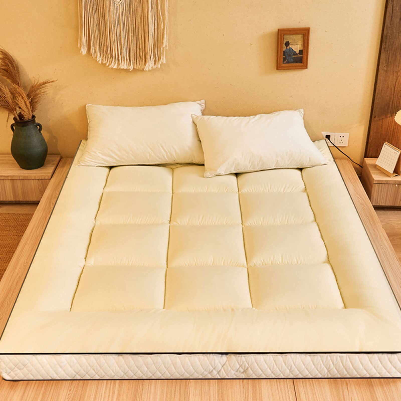 WENNEW Japanese Floor Futon Mattress - Foldable Tatami Mat for Sleeping, Camping & Minimalist Home | Portable Roll-Up Bed Mat in J & Queen Sizes | Perfect for Small Spaces, Guest Rooms & Outdoor Adventures