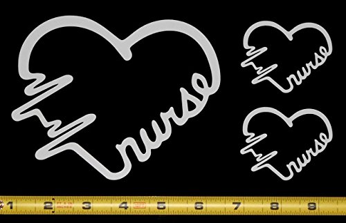 Premium Nurse Heartbeat Decal Set - 3 High Gloss White Vinyl Stickers for Medical Professionals | Perfect for Laptops, Water Bottles & Hospital Equipment Decoration