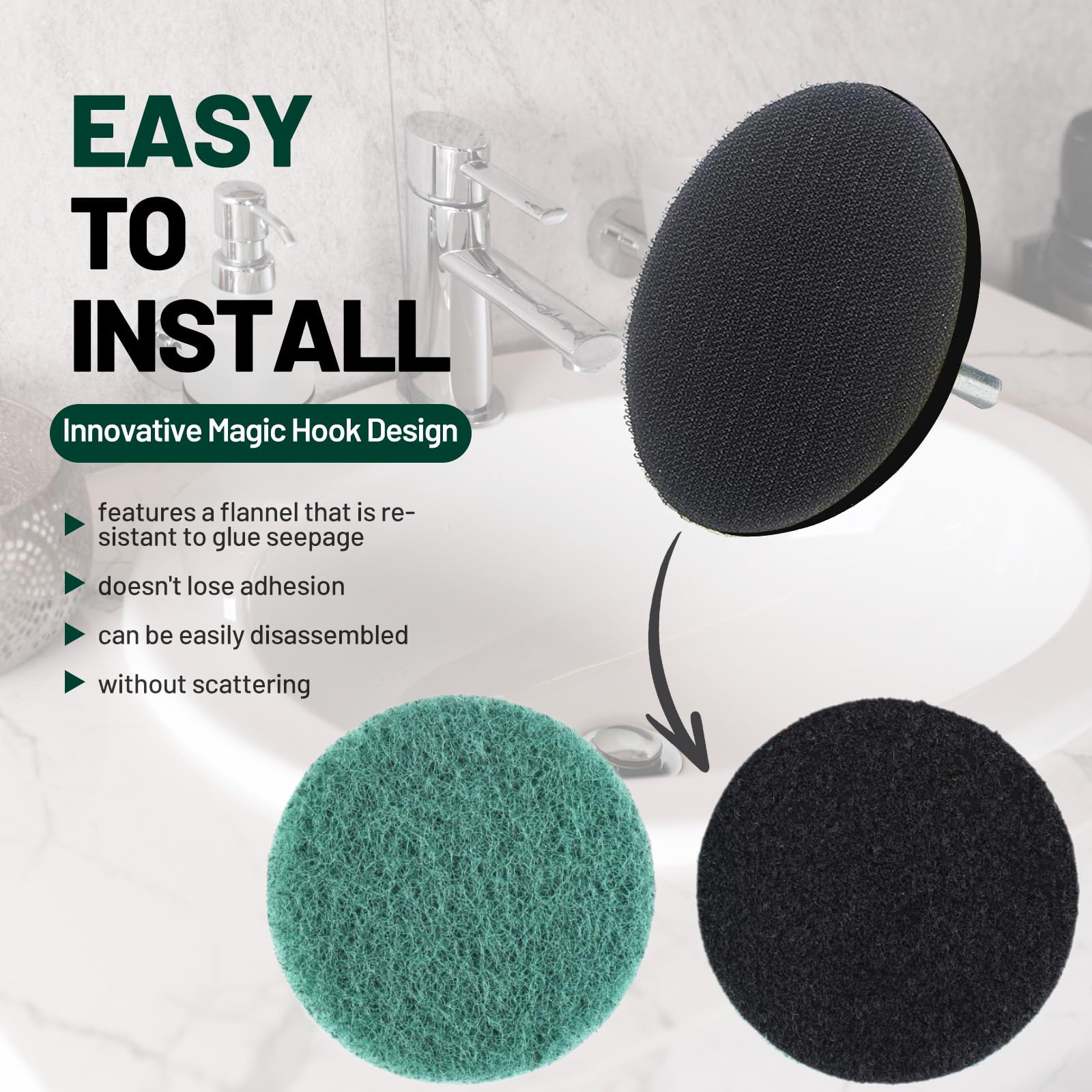 CAELUM 2.5 Inch Drill Powered Scrub Brush - Heavy Duty Tile & Grout Cleaner with 15 Pads (4 Stiffness Levels) - Perfect for Bathroom, Kitchen & Outdoor Cleaning - No Drill or Holder Included