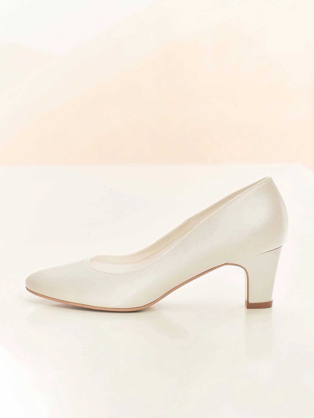 Elegant Ivory Satin Low Heel Wedding Shoes for Bride - Comfortable Block Heel Bridal Shoes - Perfect for Wedding Ceremony, Reception & Formal Events