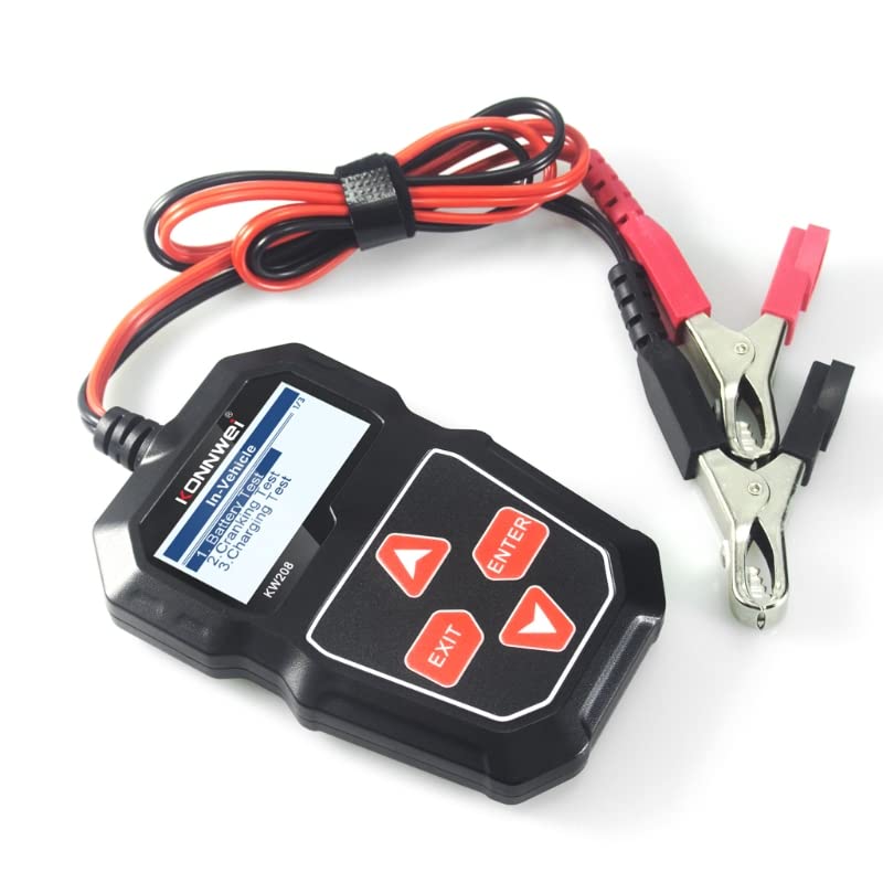 BALAX KW208 12V Car Battery Tester Charger Analyzer - 100-2000CCA Automotive Battery Capacity Tester with Charging System Test | Perfect for DIY Car Maintenance, Auto Shops & Roadside Emergency Kits