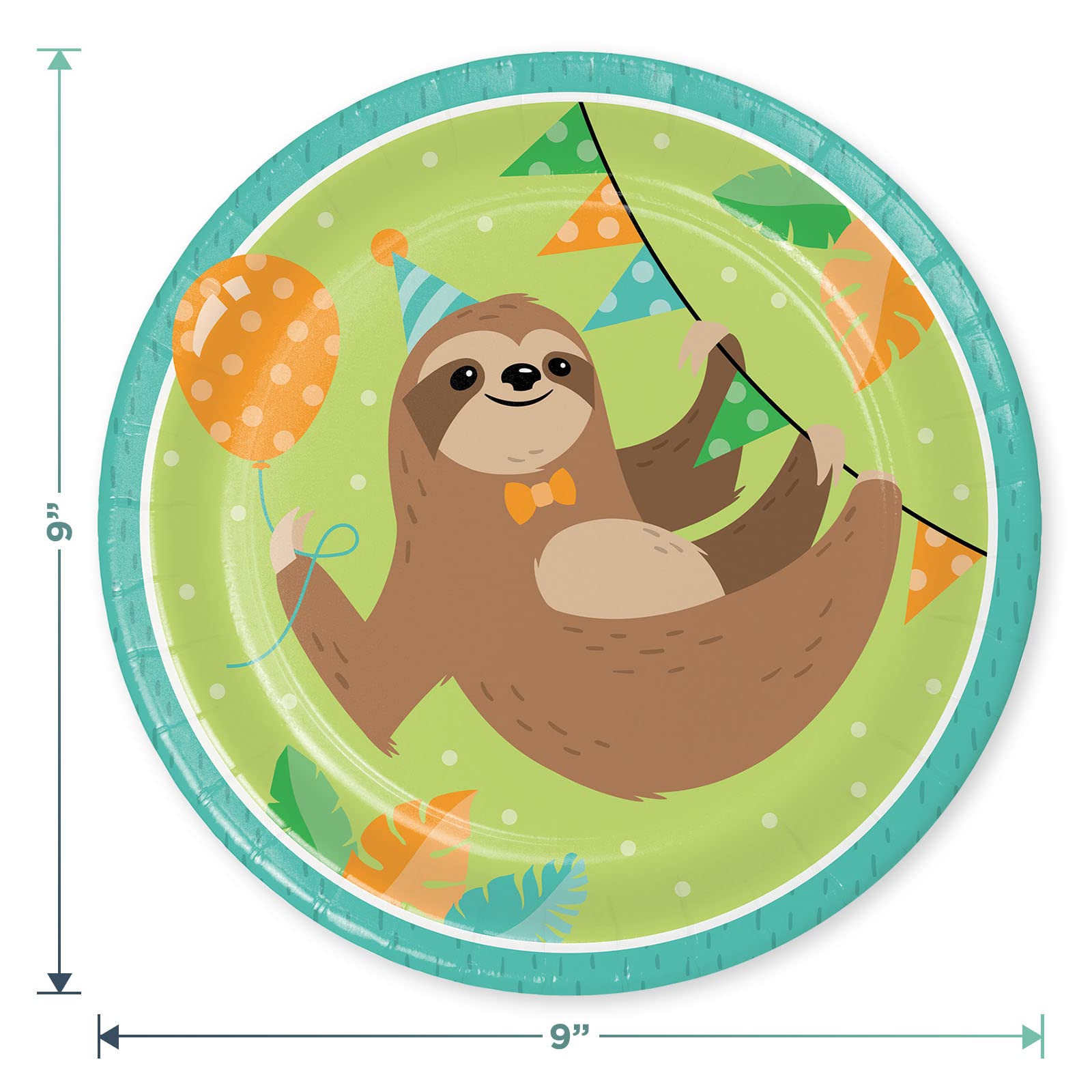 Sloth Party Supplies Set - 16 Hanging Sloth Animal Paper Dinner Plates, Lunch Napkins & Forks for Jungle Theme Birthday Party Decorations | Perfect for Kids Birthday, Baby Shower & Tropical Themed Events