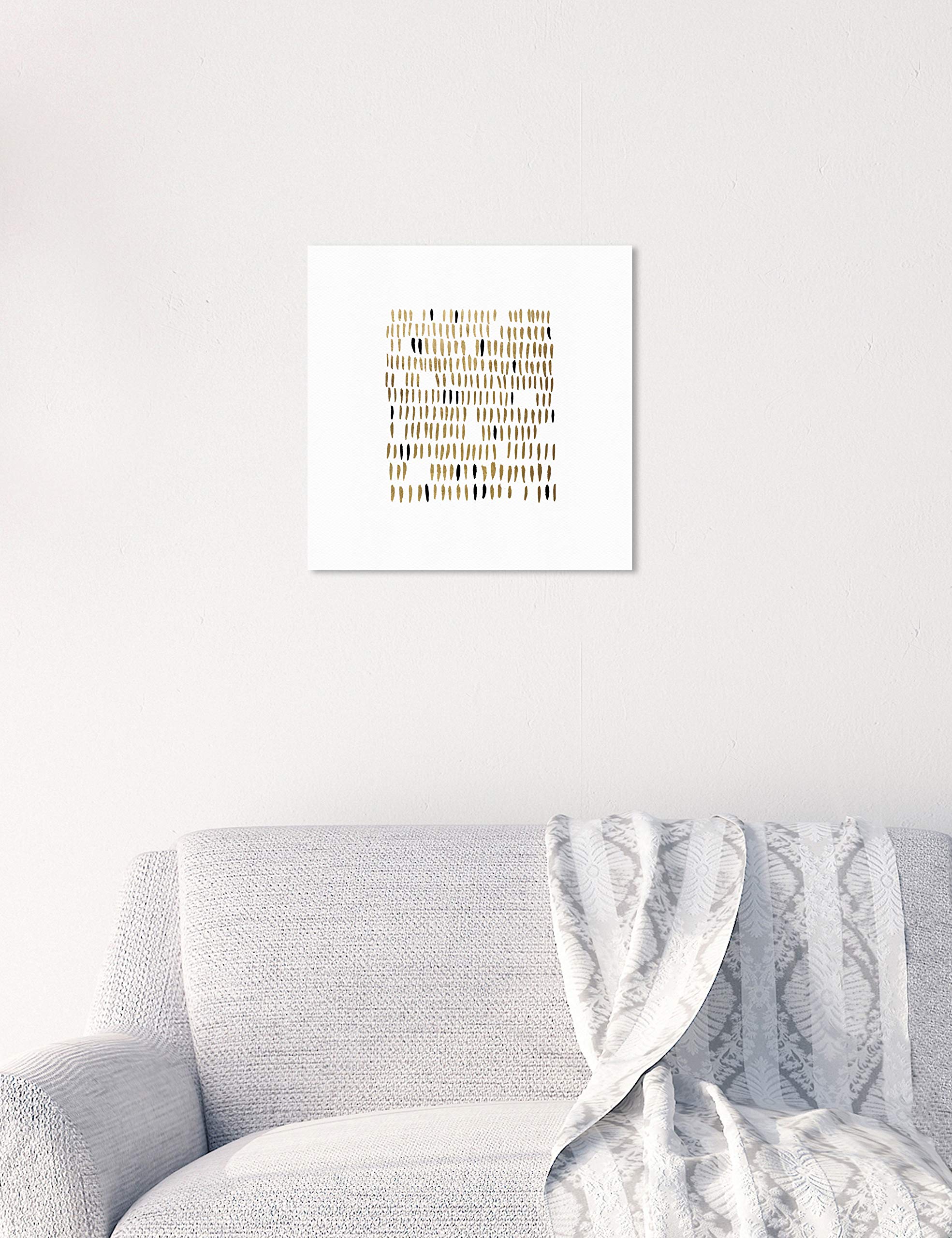 Oliver Gal Artist Co. Abstract Teeth Wall Art Canvas Print - 12x12 Inches Gold & White Modern Home Decor for Living Room, Bedroom, or Office