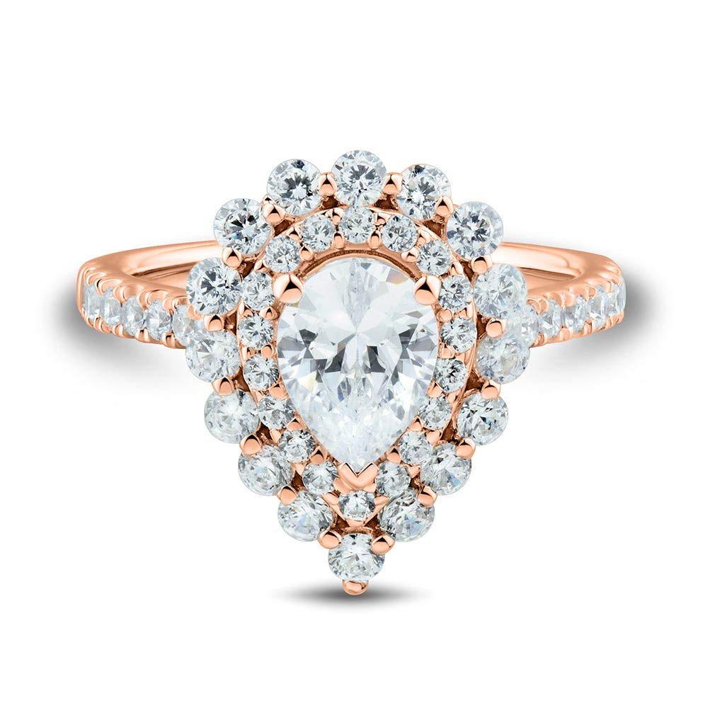 1 Carat Pear-Shaped Moissanite Engagement Ring in 10K/14K/18K Yellow Gold, Rose Gold, or White Gold with Halo Setting – Perfect for Proposals, Anniversaries, and Special Occasions