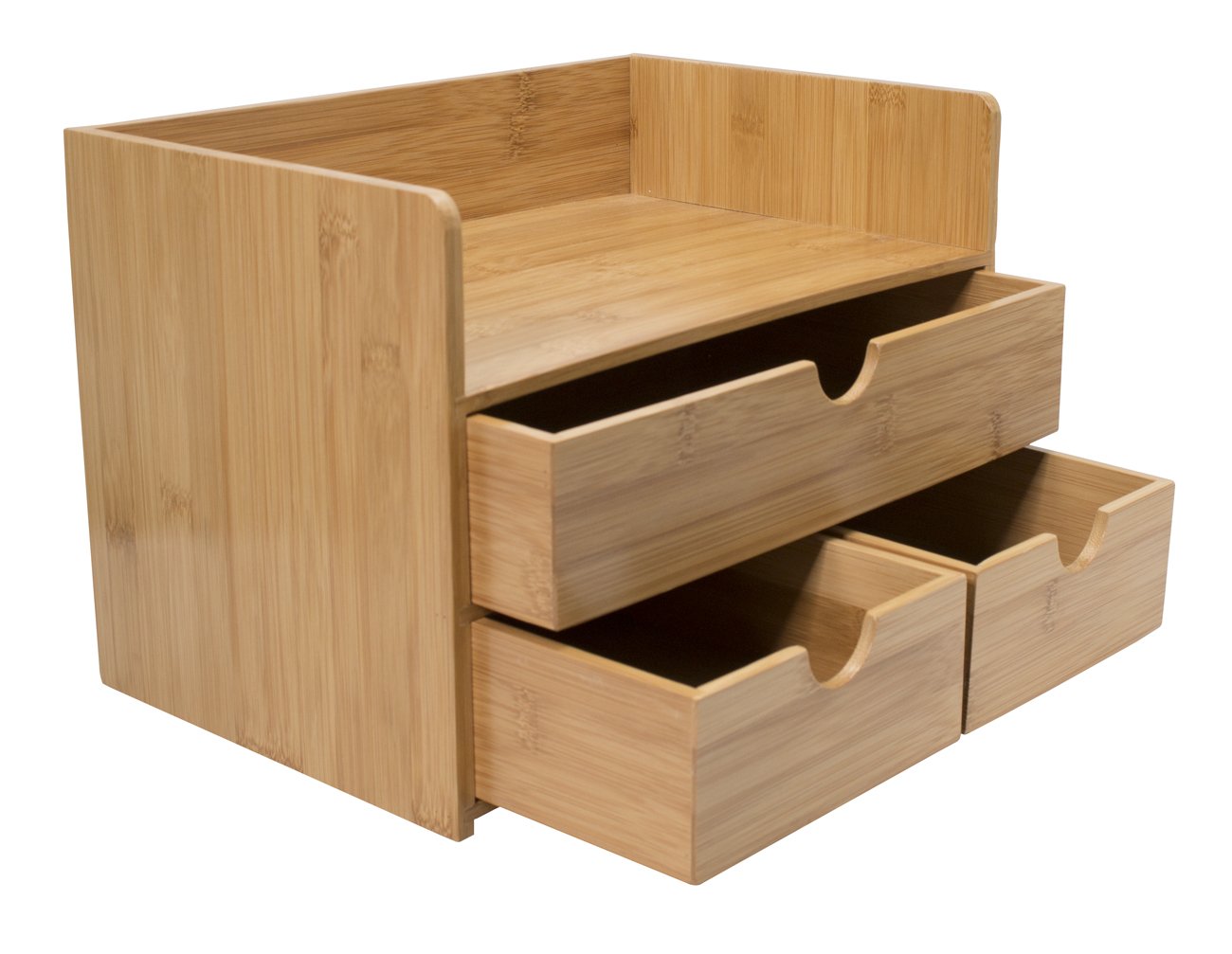 Sorbus 3-Tier Bamboo Desk Organizer with Drawers & Shelf - 100% Natural Bamboo Desktop Storage Box for Office, Makeup Vanity & Countertop Organization - Perfect for Pens, Cosmetics & Small Accessories - Fully Assembled
