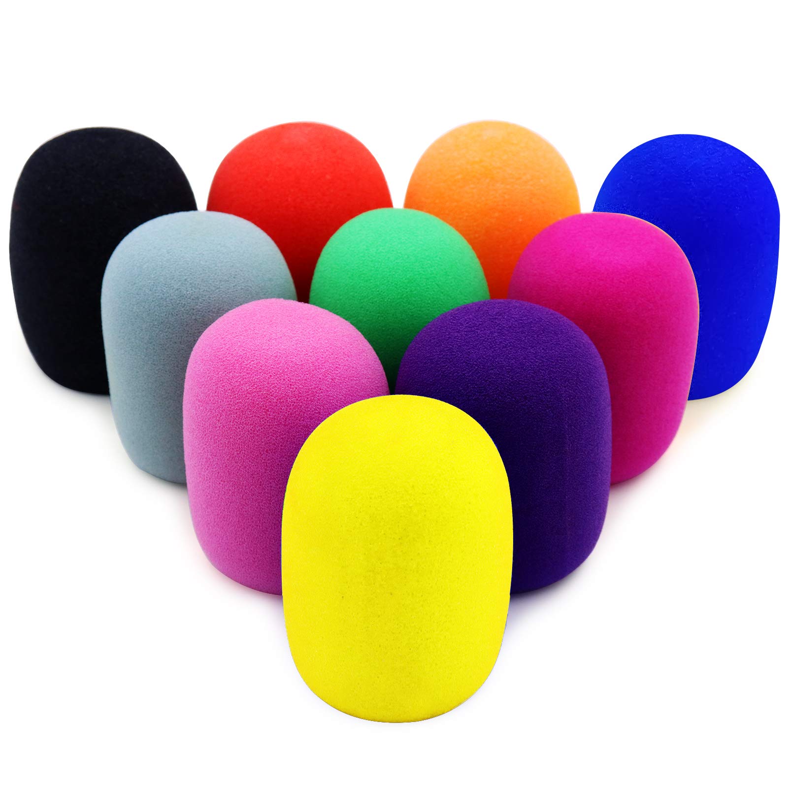 10 Pack Washable Microphone Wind Covers - Black Foam Mic Filters for KTV, Stage & Studio Performance - Durable Handheld Mic Covers for Singing, Recording & Live Shows (10 Color Options)