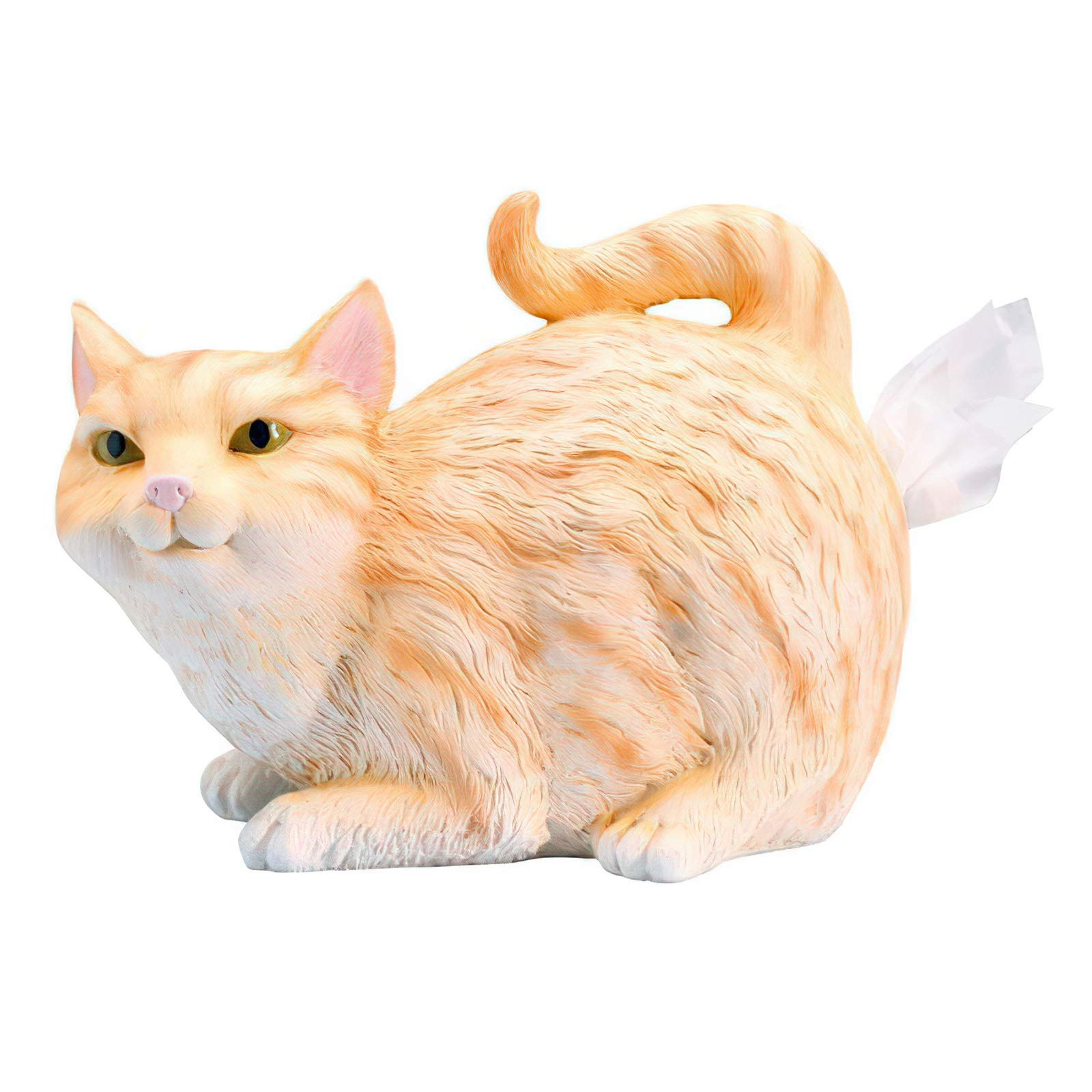Funny Natural Resin Cat Butt Tissue Holder - Portable Bathroom Tissue Box Cover for Standard Square Tissues | Cute Home Decor & Unique Gift Idea for Cat Lovers