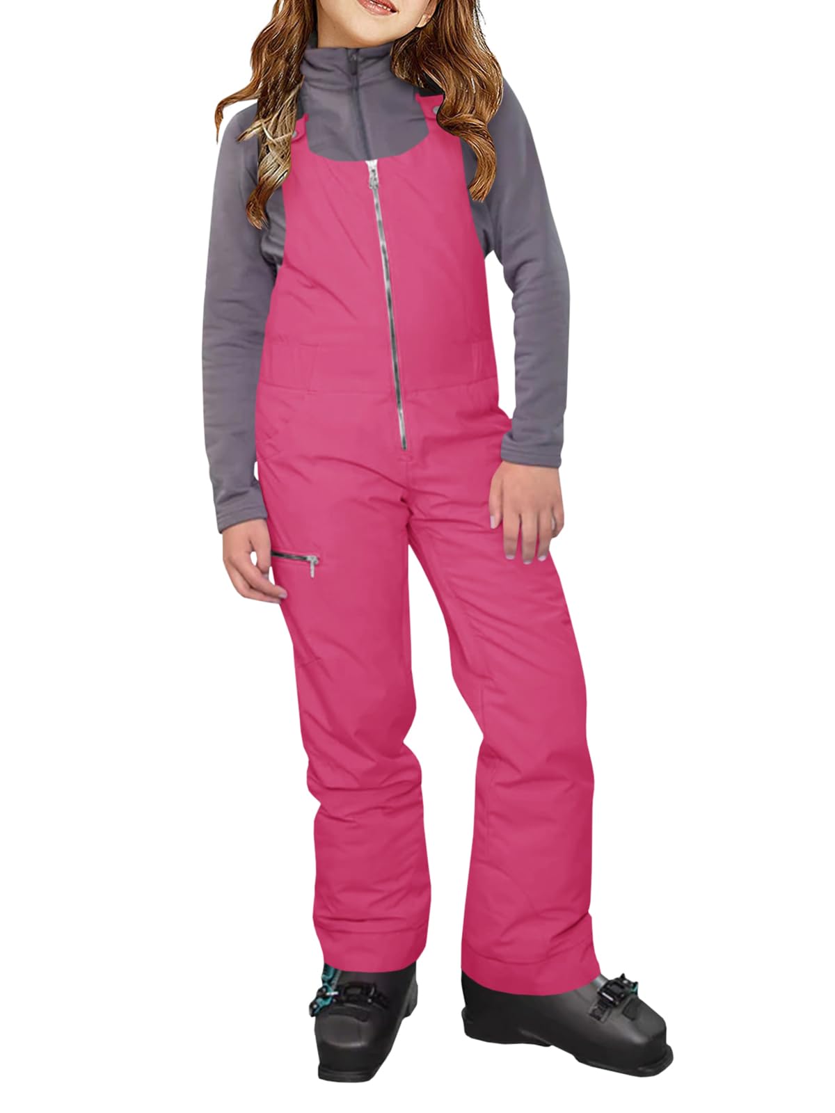 Haloumoning Kids Snow Bibs for Girls - Waterproof Insulated Snow Pants & Overalls for Skiing, Snowboarding (Ages 5-14) - Perfect for Winter Sports & Outdoor Play