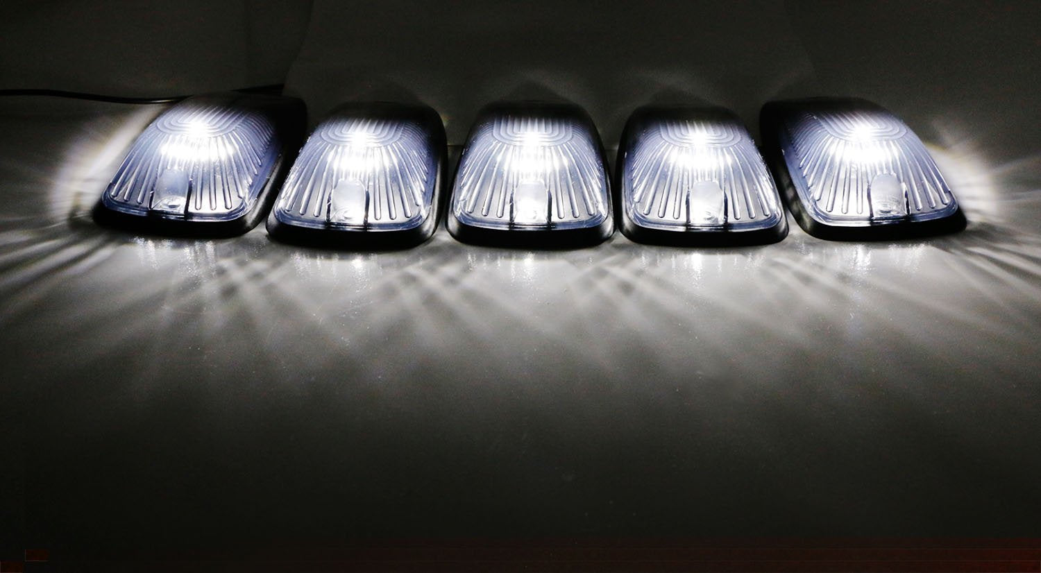 5 Pack Smoked Lens Cab Roof Marker Running Lights with White LED for Trucks & 4x4 Vehicles - Heavy Duty Off-Road Lighting for Night Driving & Enhanced Visibility