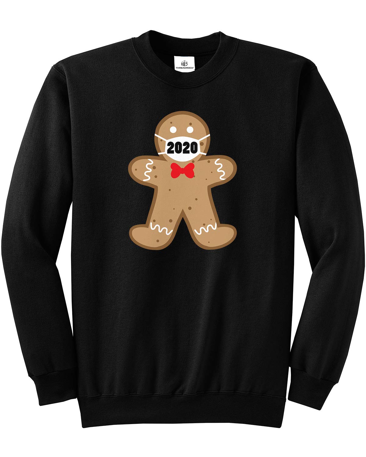 Threadrock Gingerbread Man Wearing Mask 2020 Unisex Sweatshirt - Christmas Holiday Funny Novelty Pullover for Men & Women - Perfect for Xmas Parties, Gifts & Winter Fashion