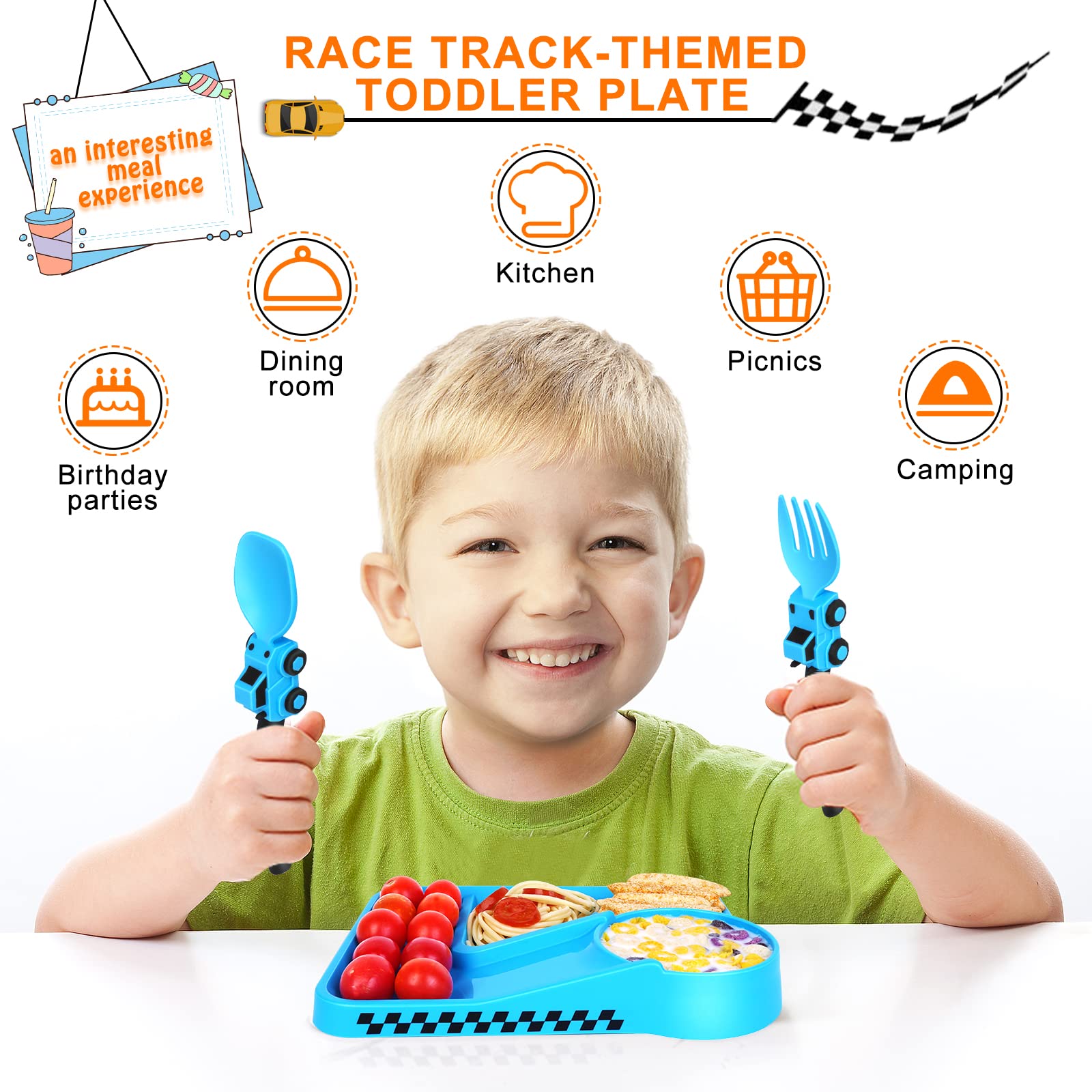 **Toddler Utensil Set with Removable Straw - BPA-Free Baby Plates & Feeding Set for Kids - Perfect for Stocking Stuffers, Birthday Gifts & Everyday Meals - Blue**    *(Use for home, daycare, travel, or as a thoughtful baby shower gift!)*