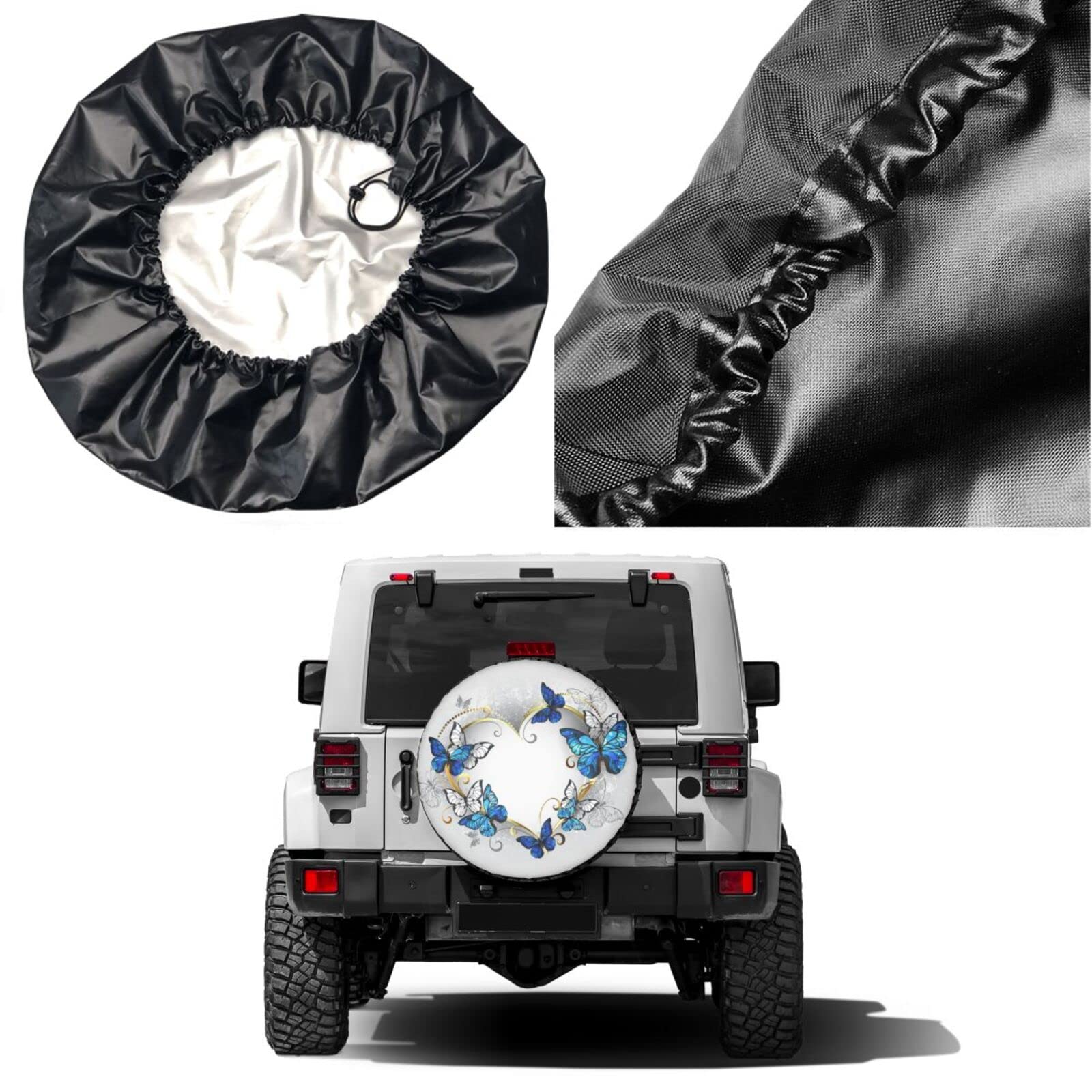 Golden Heart Butterflies Spare Tire Cover - 17 Inch Dust-Proof Wheel Protector for Trailers, RVs, SUVs & Vehicles | Waterproof & UV Resistant | Perfect for Camping, Road Trips & Outdoor Adventures