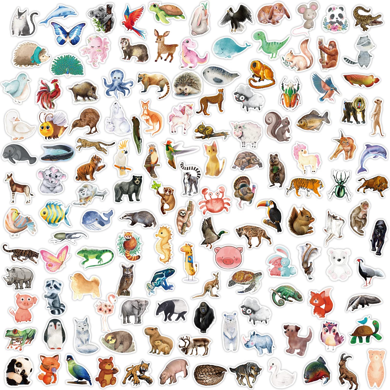 160PCS Animal Stickers for Kids & Teens - Waterproof Vinyl Decals for Water Bottles, Laptops, Notebooks - Cute Rainforest & Zoo Theme - Perfect for School Rewards, Teacher Gifts & Summer Activities