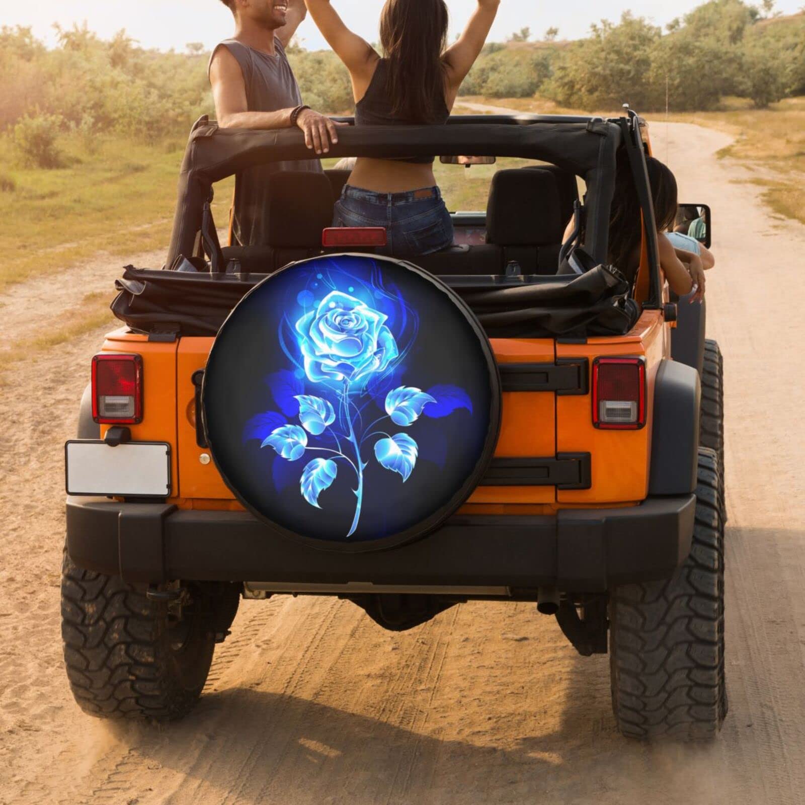 Blue Rose Spare Tire Cover - 16 Inch Dust-Proof Wheel Protector for Trailers, RVs, SUVs & Vehicles | Perfect for Outdoor Travel & Road Trips