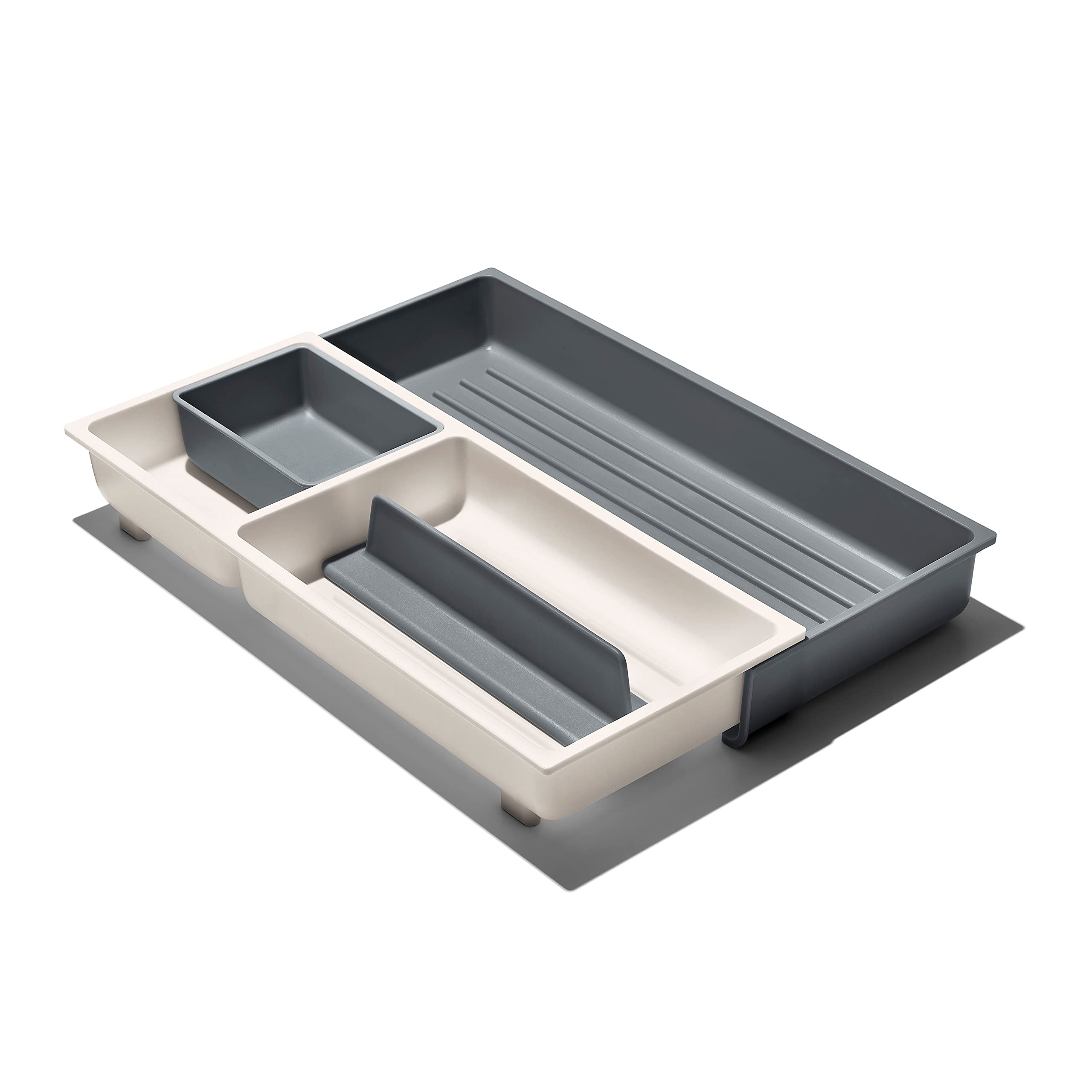 OXO Good Grips Expandable Kitchen Drawer Organizer - White | Expandable Utensil Storage for Spoons, Forks & Cooking Tools | Perfect for Kitchen Drawers, Countertops & Pantry Organization