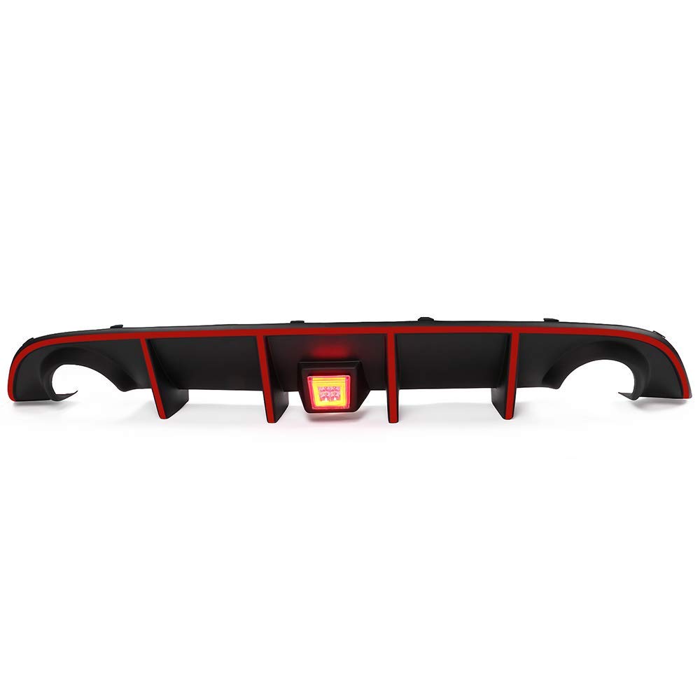 IKON MOTORSPORTS Rear Bumper Lip Diffuser with LED Brake Light & Red Reflective Tape - Compatible with 2015-2023 Dodge Charger SRT | Aggressive Style Upgrade for Street Racing & Car Shows