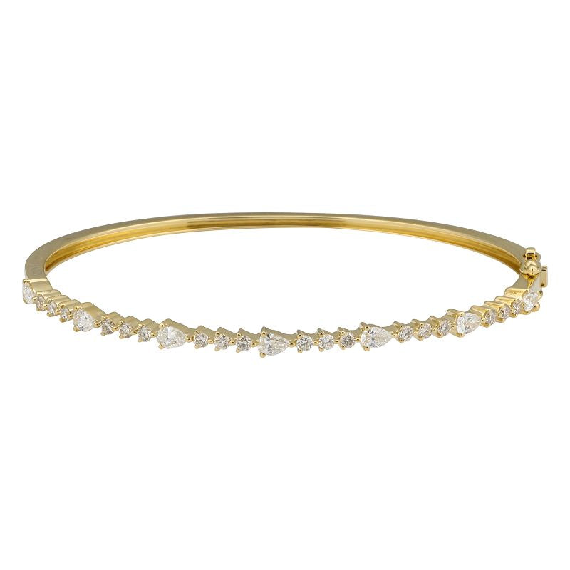 Exquisite Pear Shape Diamond Bangle - 14K White Gold Elegant Tennis Bracelet for Women | Perfect for Weddings, Anniversaries & Special Occasions